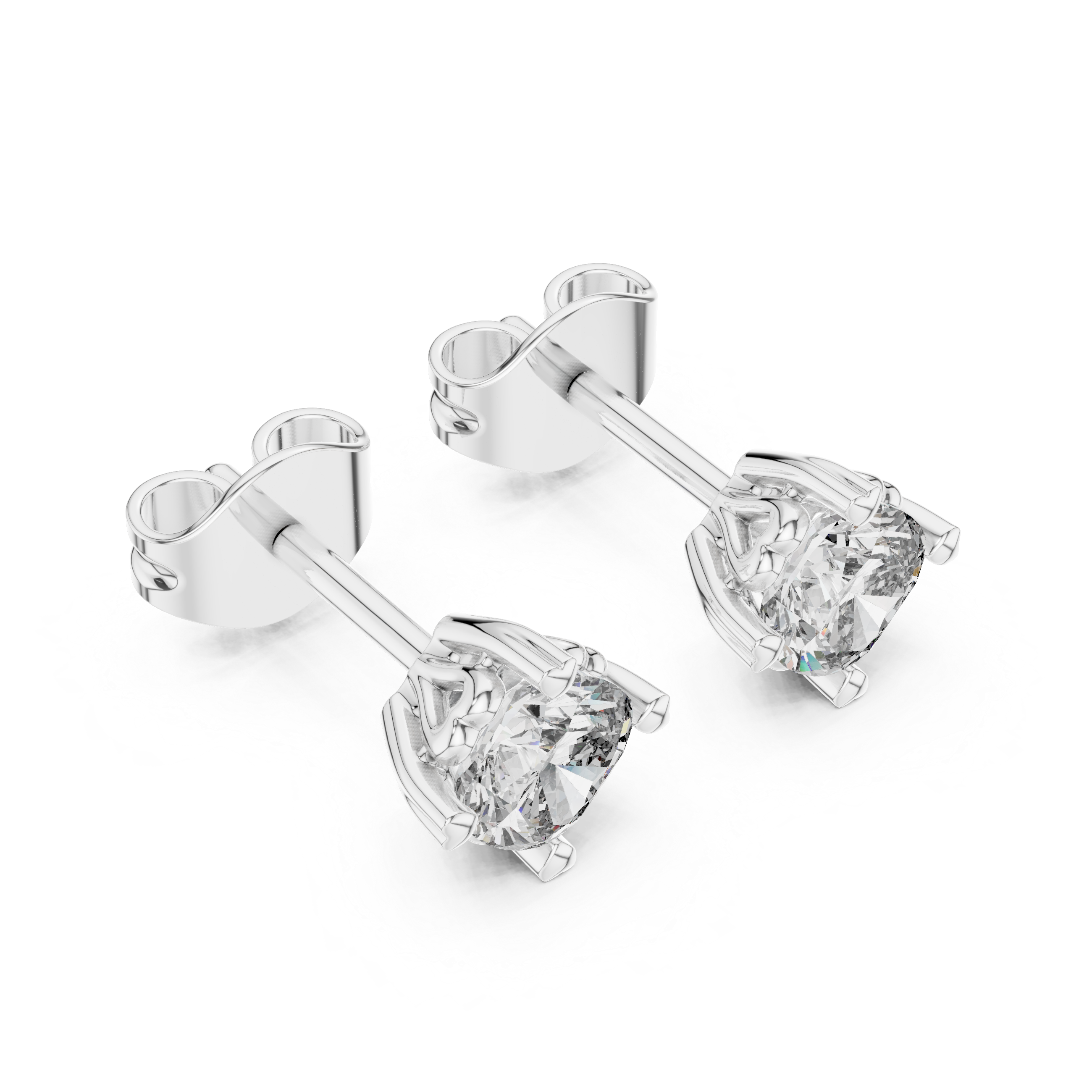 Cushion Cut Diamond Stud Earrings with Heart Prongs