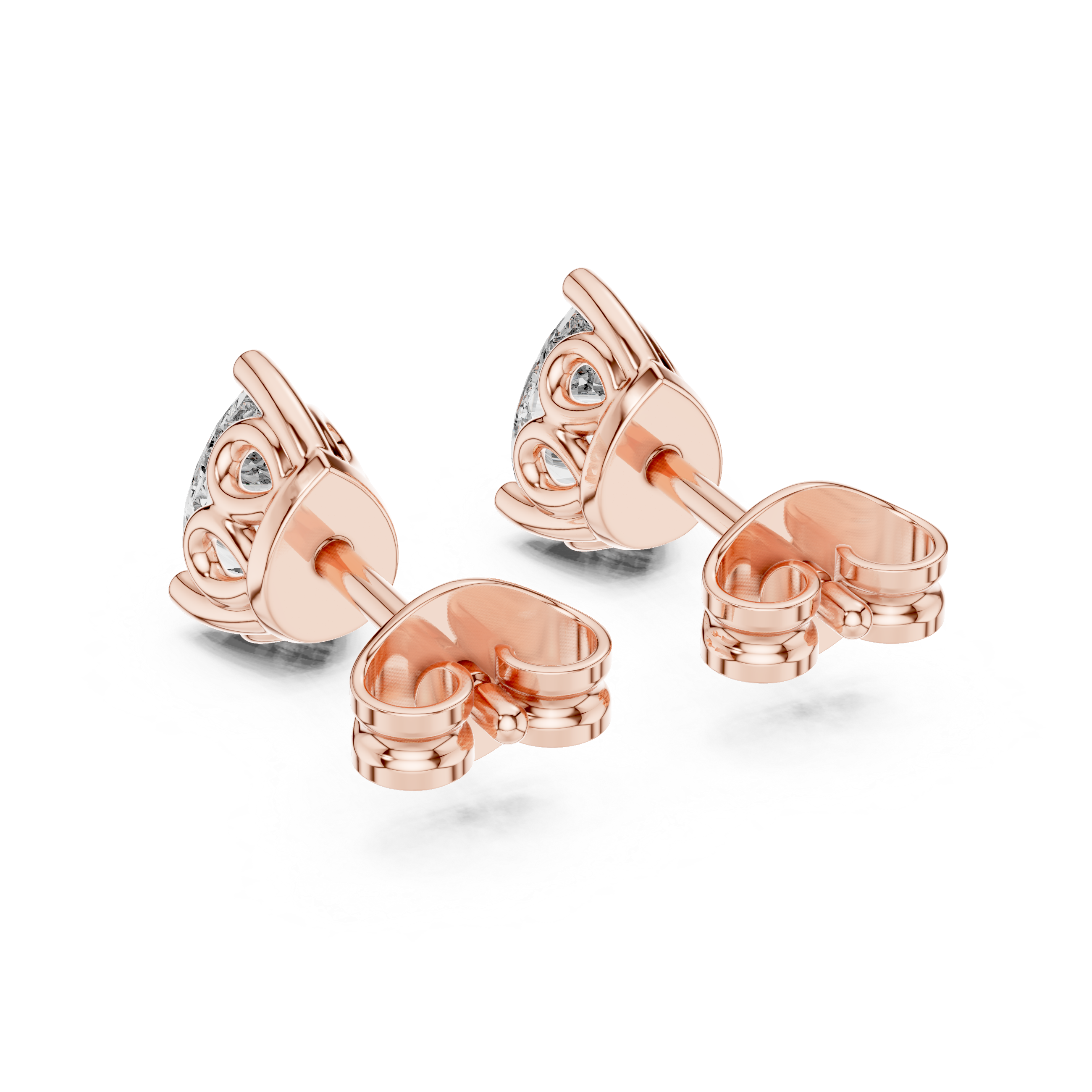 Pear Cut Solitaire Stud Earrings – Classic Collet Setting (0.95 CT Total)
