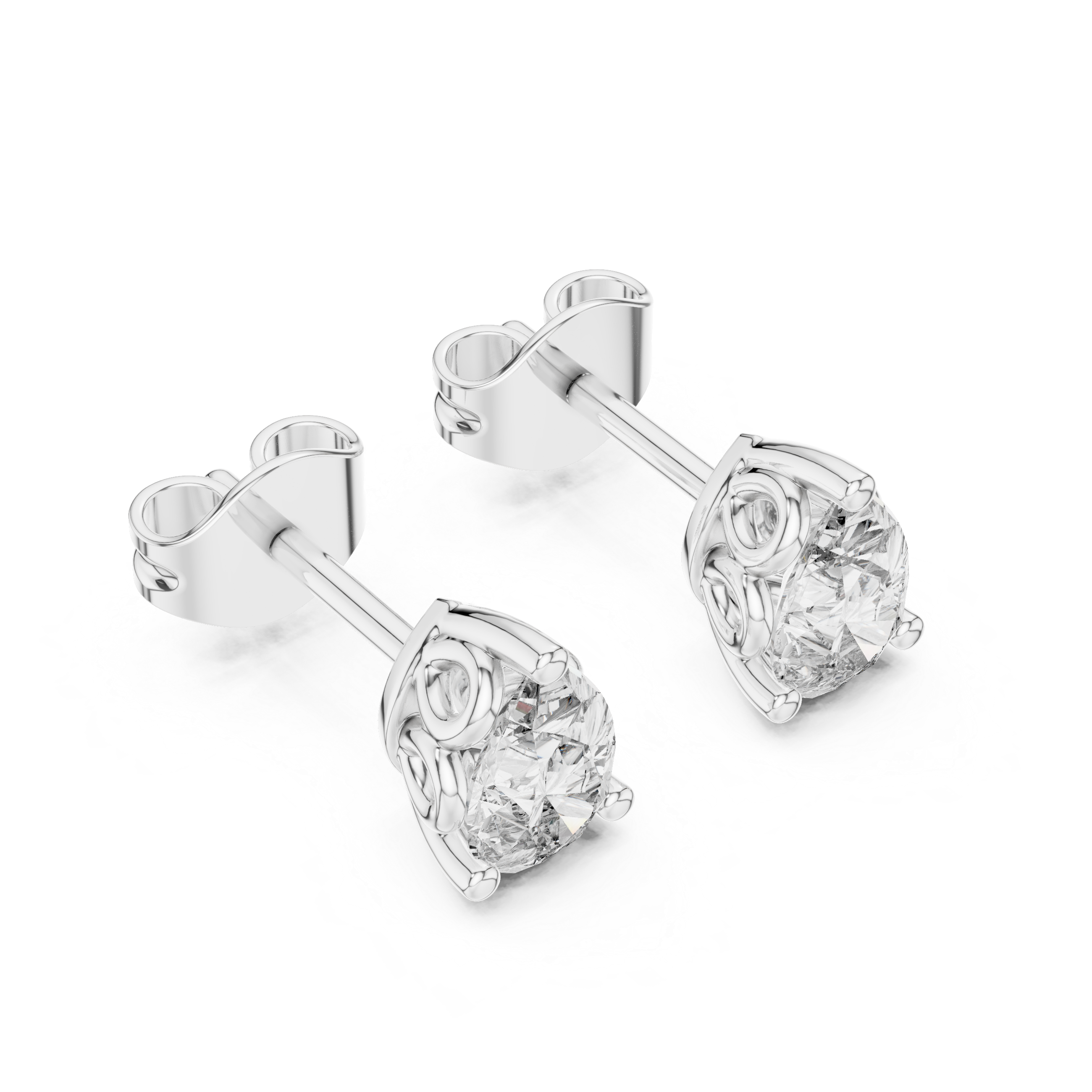 Pear Cut Solitaire Stud Earrings – Classic Collet Setting (0.95 CT Total)