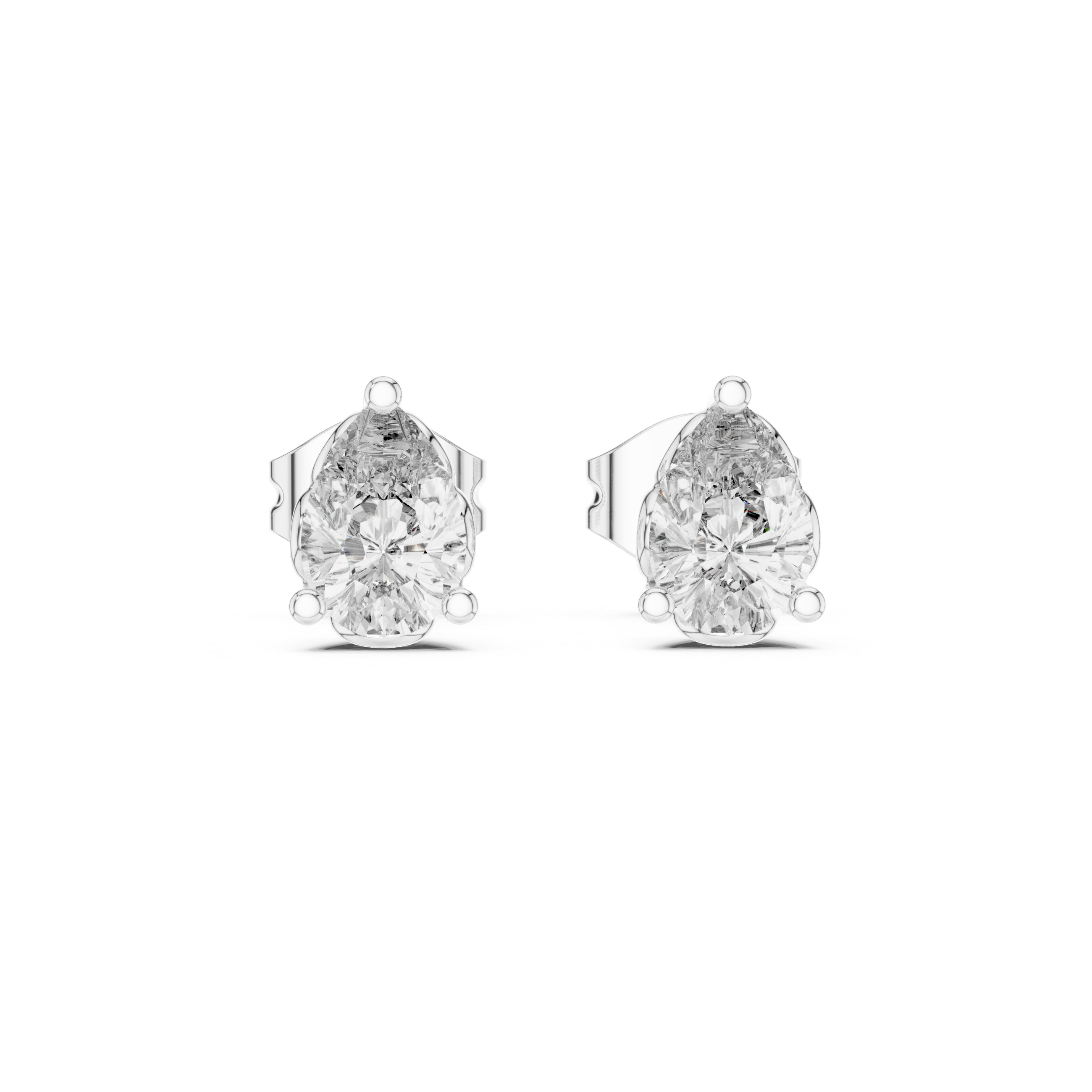 Pear Cut Solitaire Stud Earrings – Classic Collet Setting (0.95 CT Total)