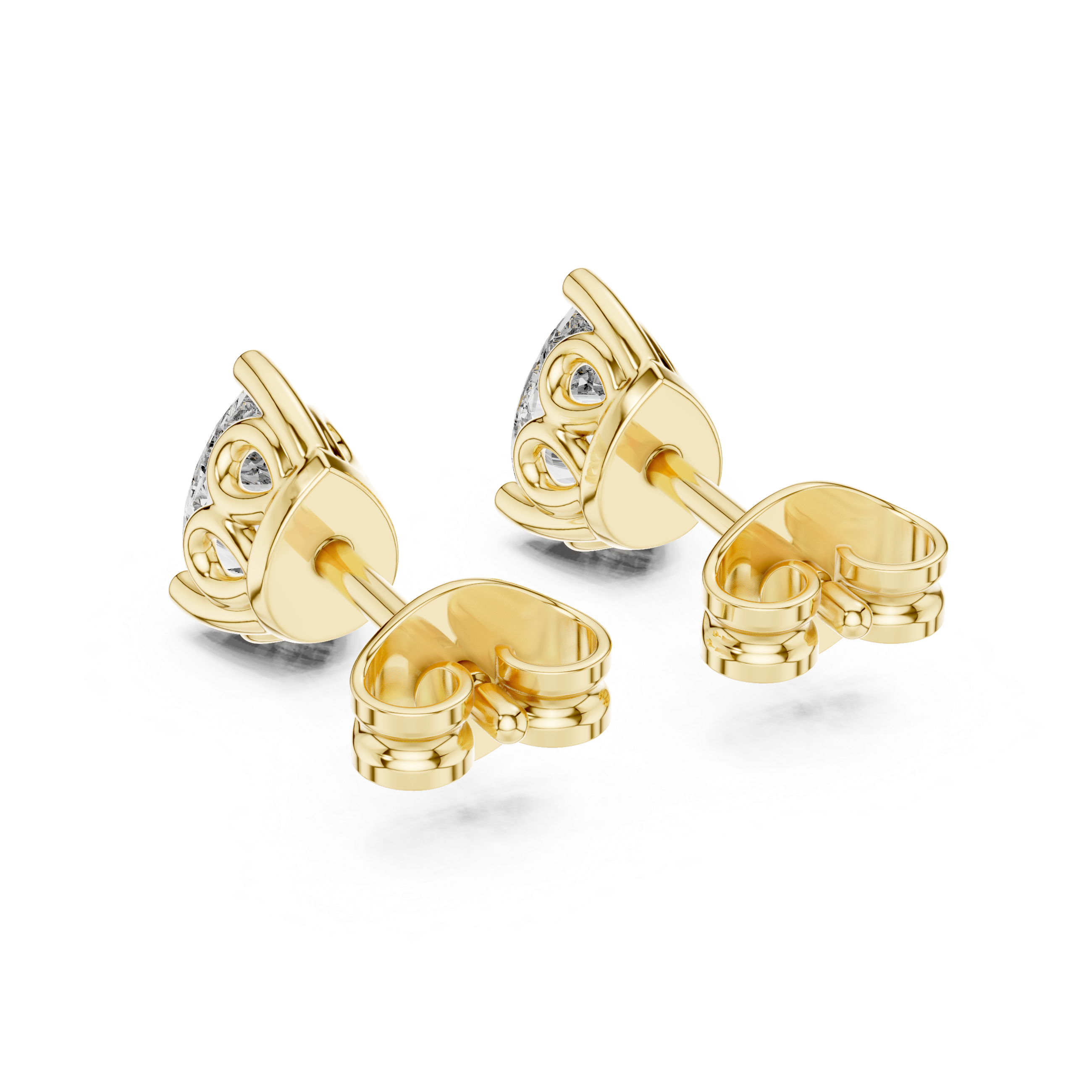 Pear Cut Solitaire Stud Earrings – Classic Collet Setting (0.95 CT Total)