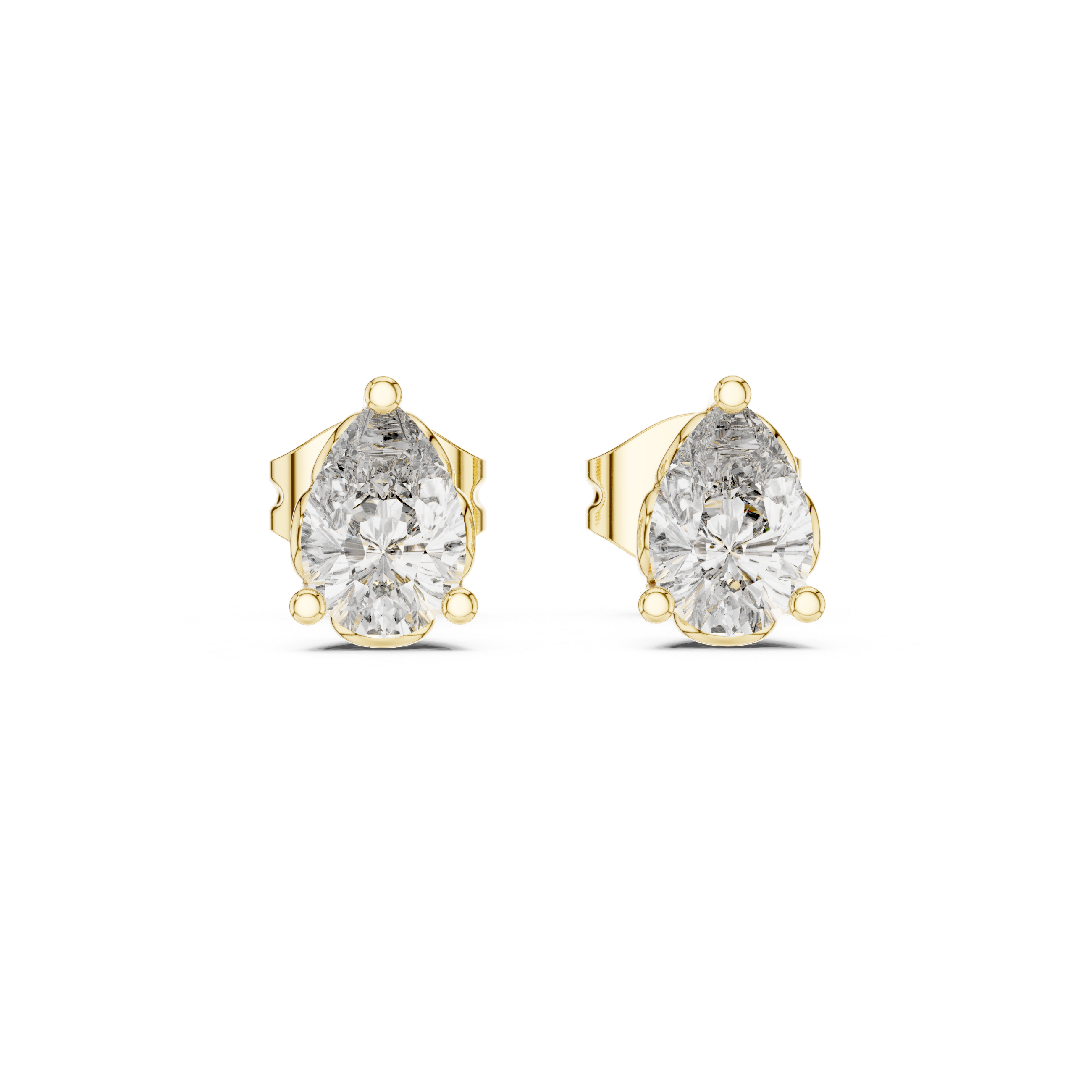 Pear Cut Solitaire Stud Earrings – Classic Collet Setting (0.95 CT Total)