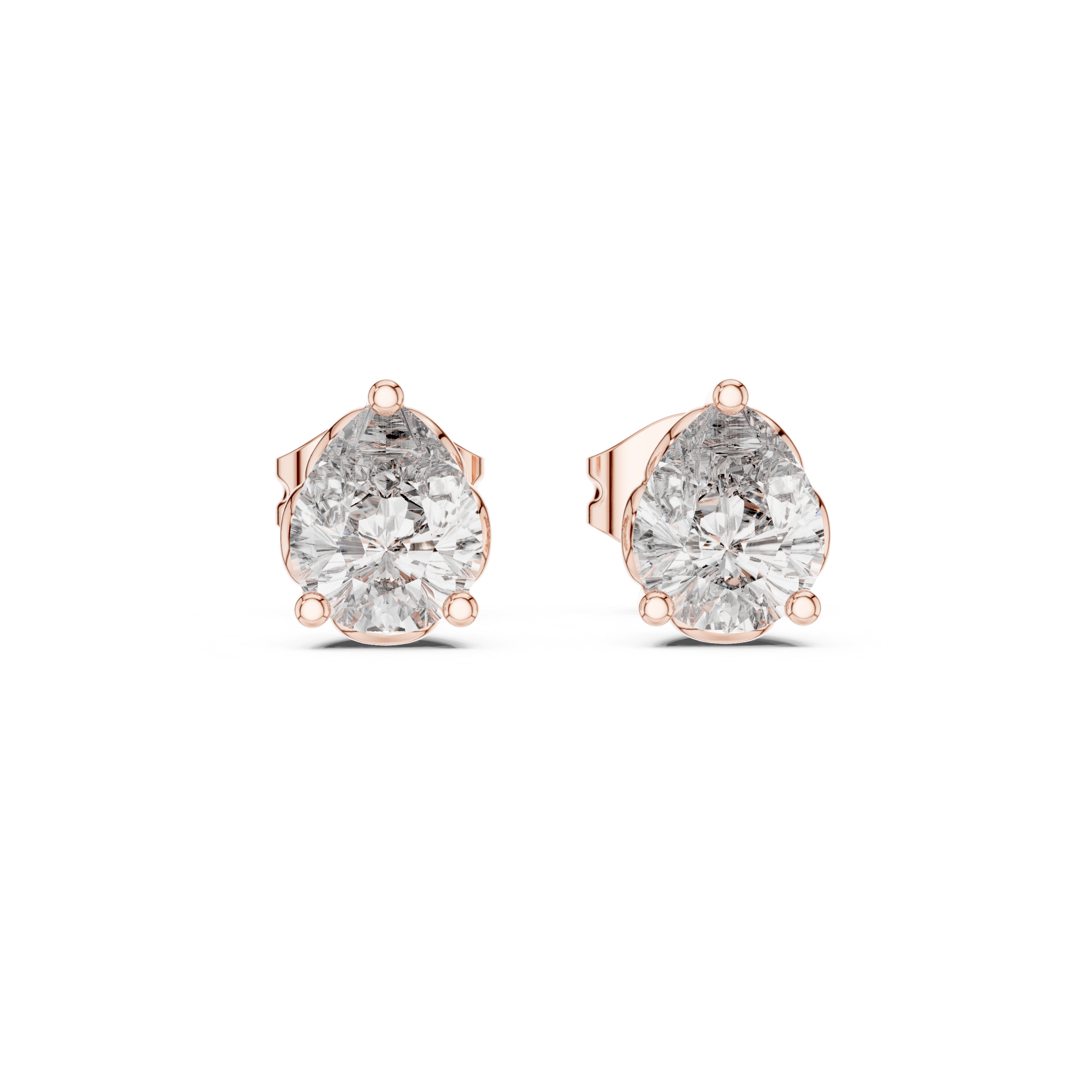 Pear Cut Solitaire Stud Earrings – Classic 3 Prong Setting