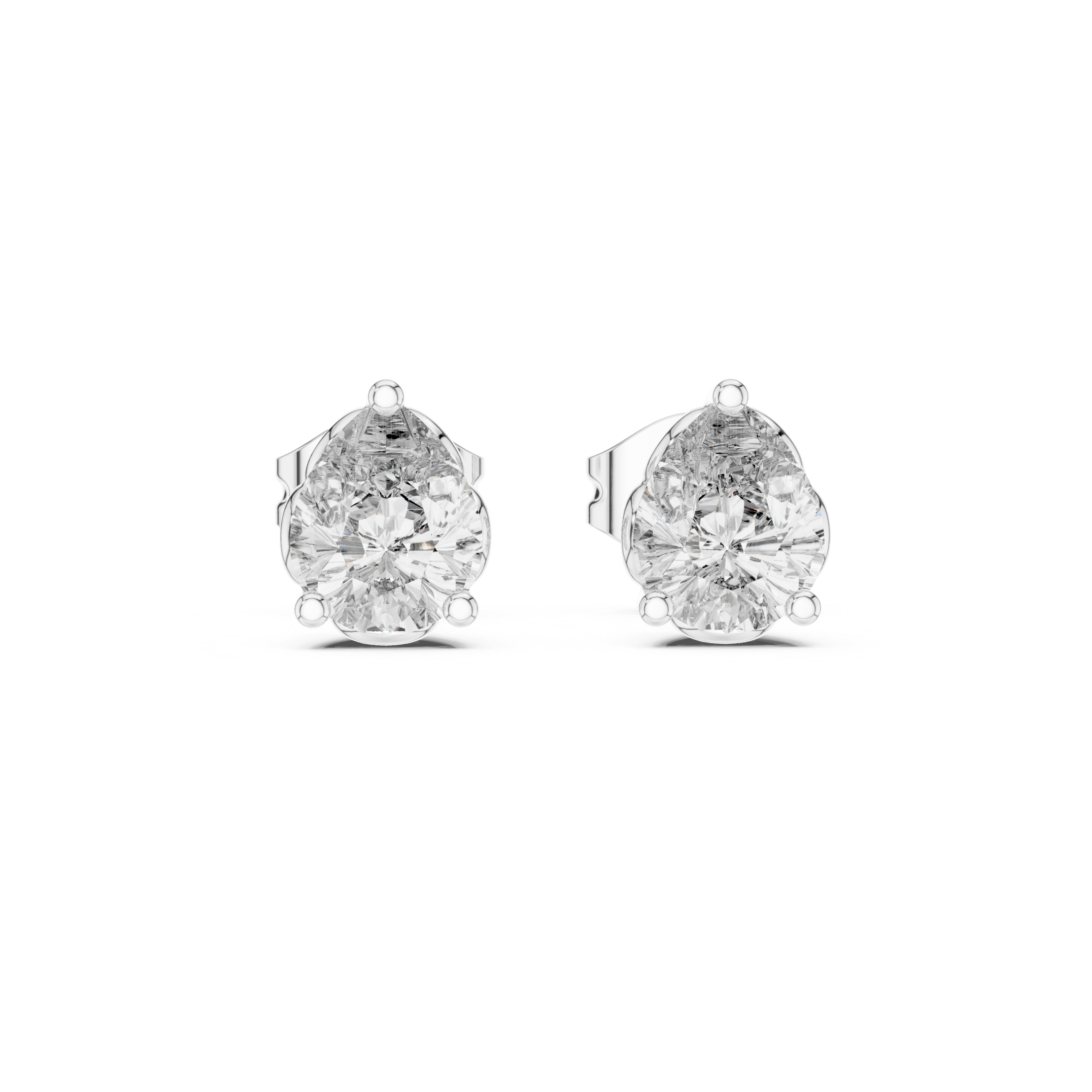 Pear Cut Solitaire Stud Earrings – Classic 3 Prong Setting