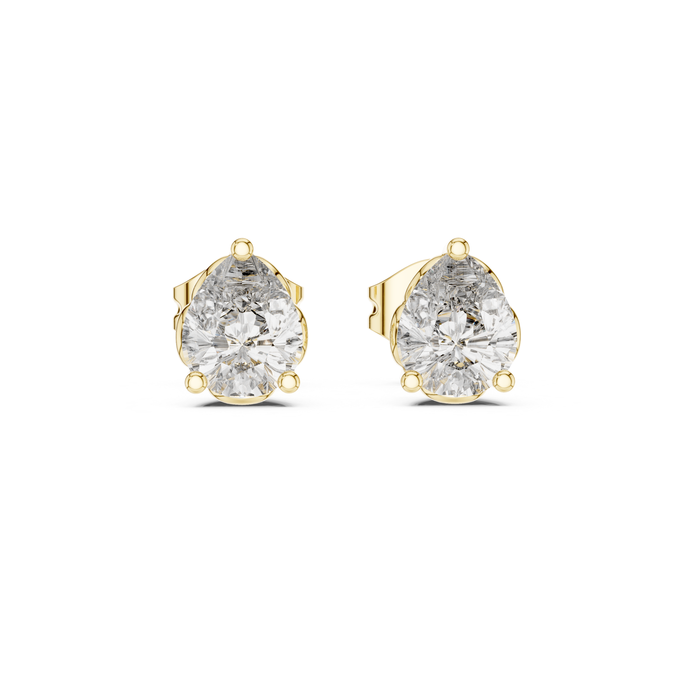 Pear Cut Solitaire Stud Earrings – Classic 3 Prong Setting