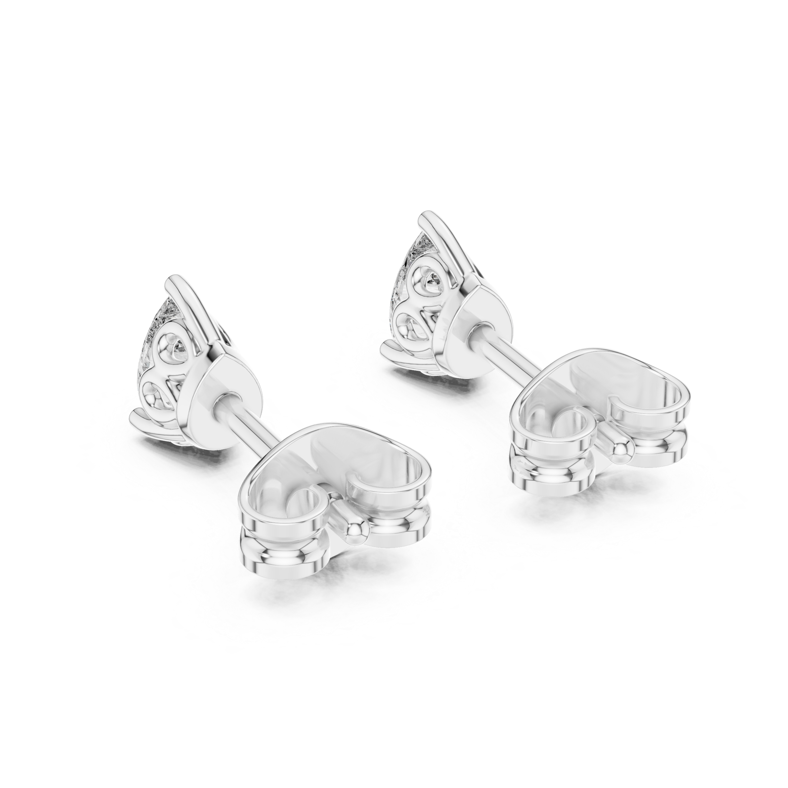 Pear Cut Solitaire Stud Earrings – Classic Collet Setting