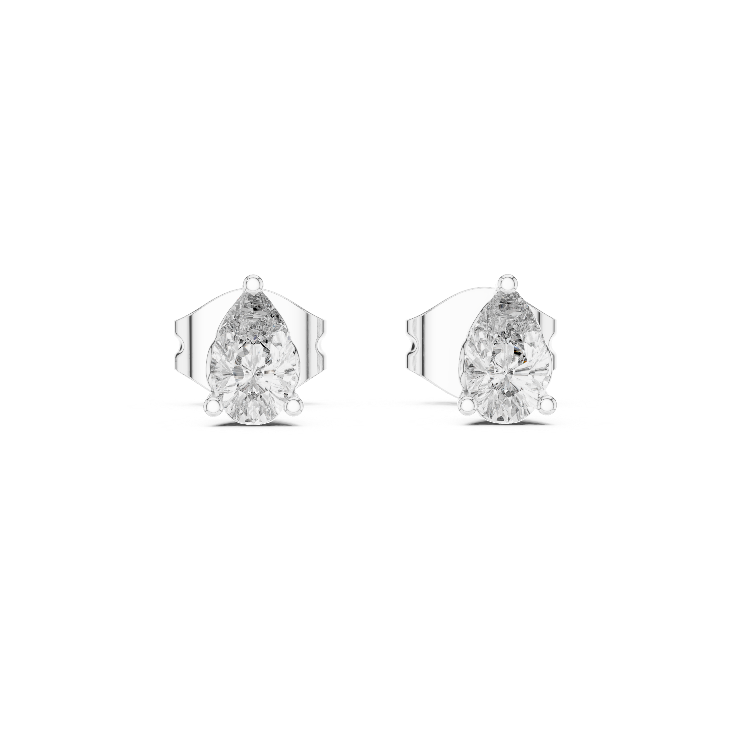 Pear Cut Solitaire Stud Earrings – Classic Collet Setting