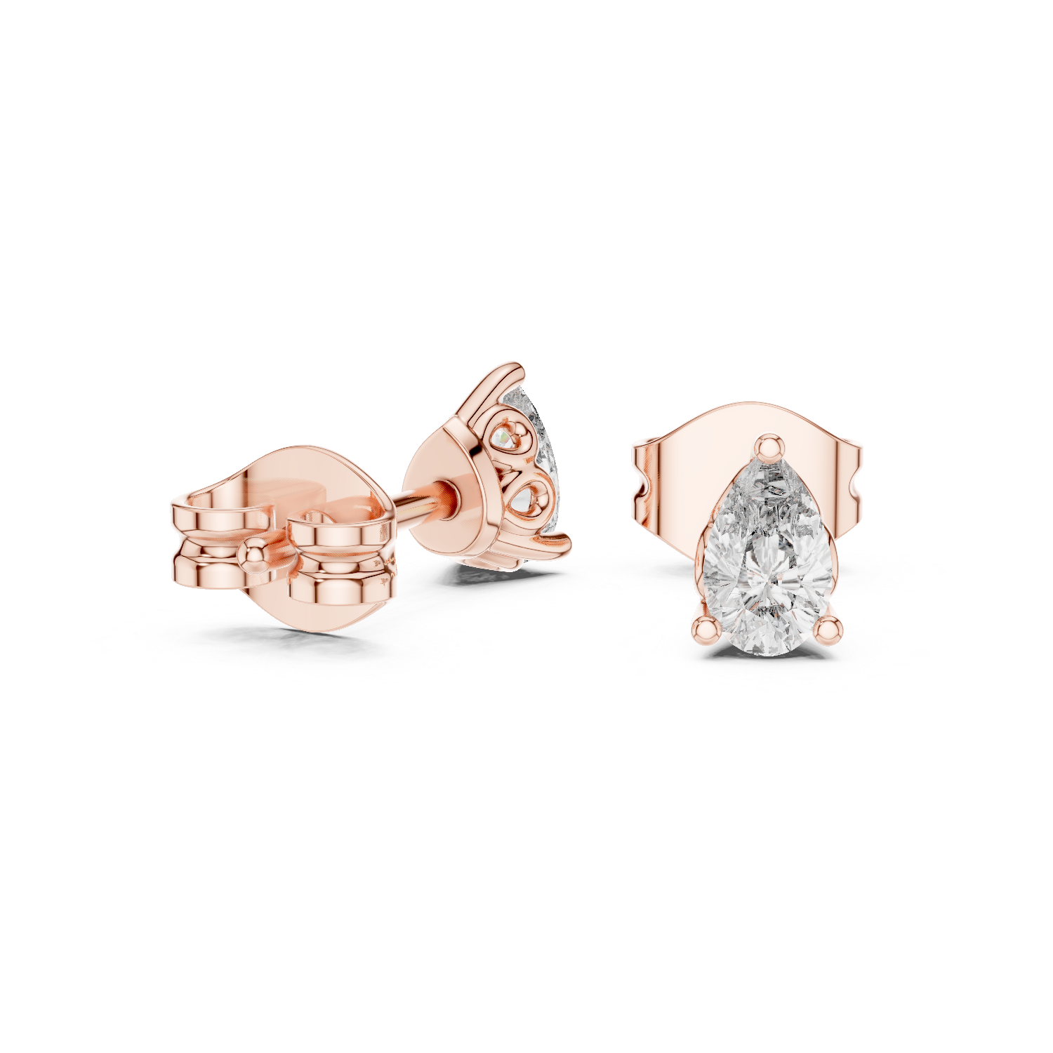 Pear Cut Solitaire Stud Earrings – Classic Collet Setting