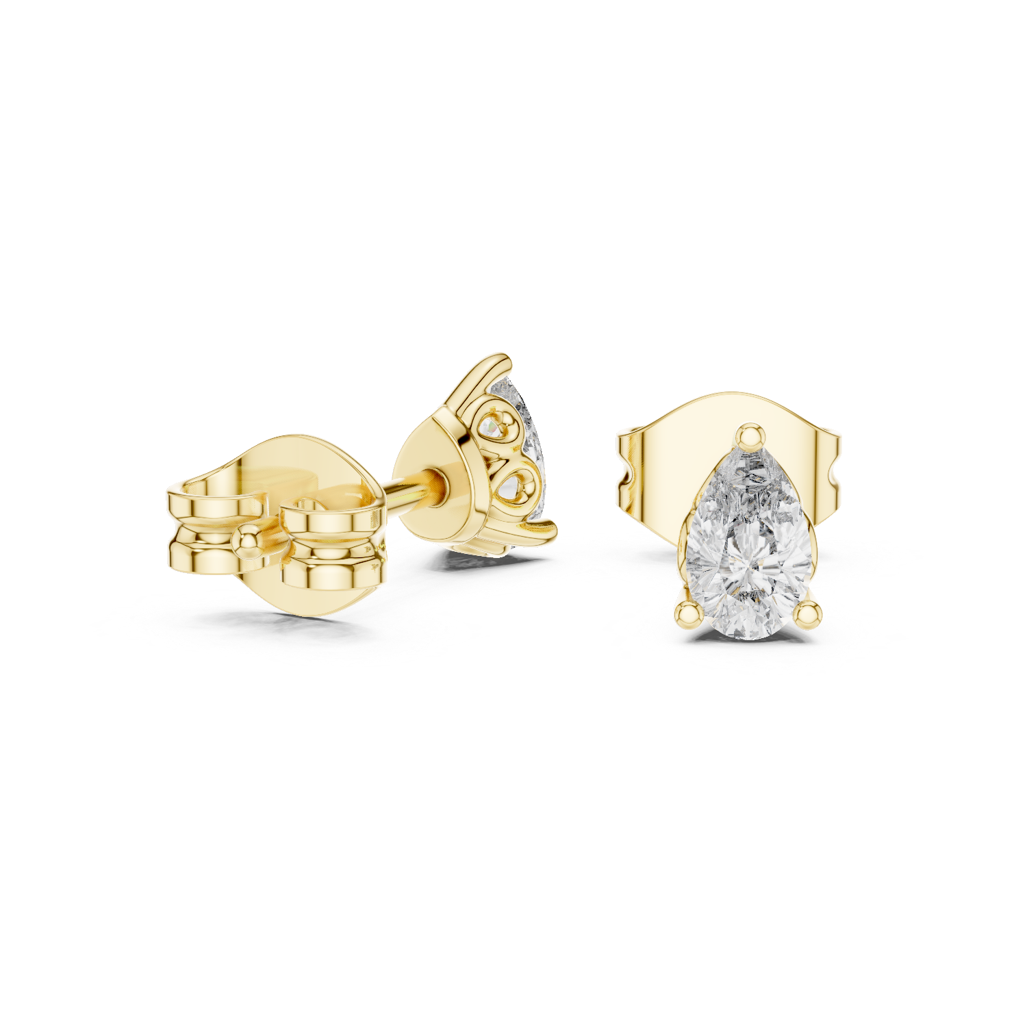 Pear Cut Solitaire Stud Earrings – Classic Collet Setting