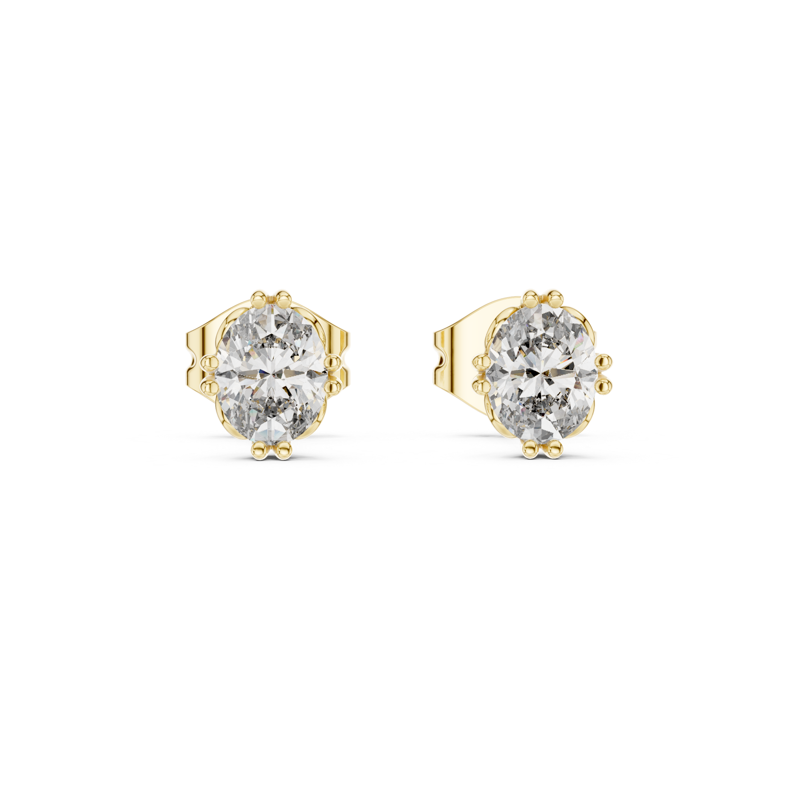 Oval Cut Solitaire Stud Earrings – Classic Collet Setting