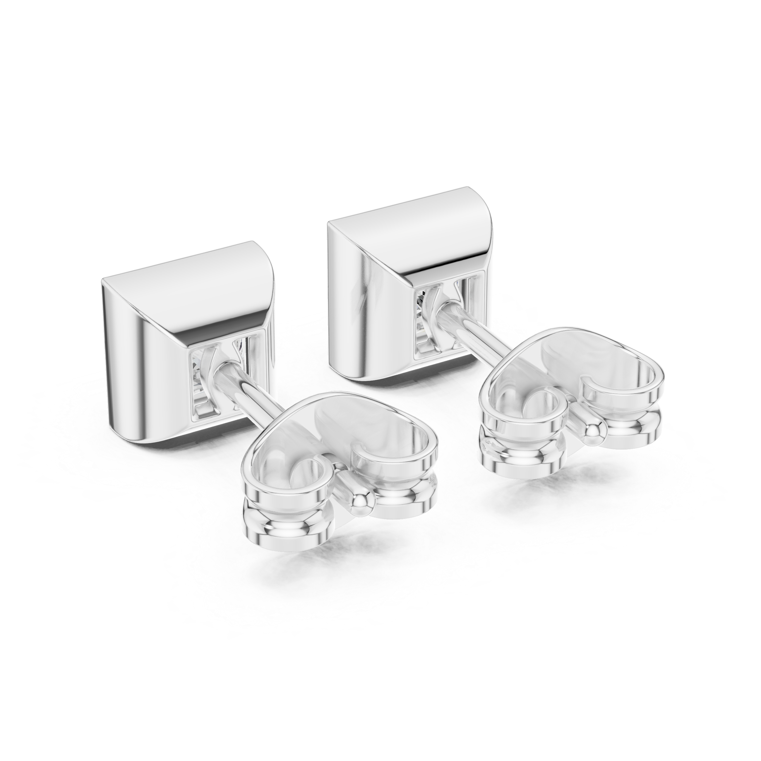 Princess Cut Bezel Set Stud Earrings – Minimal Square Diamond Design