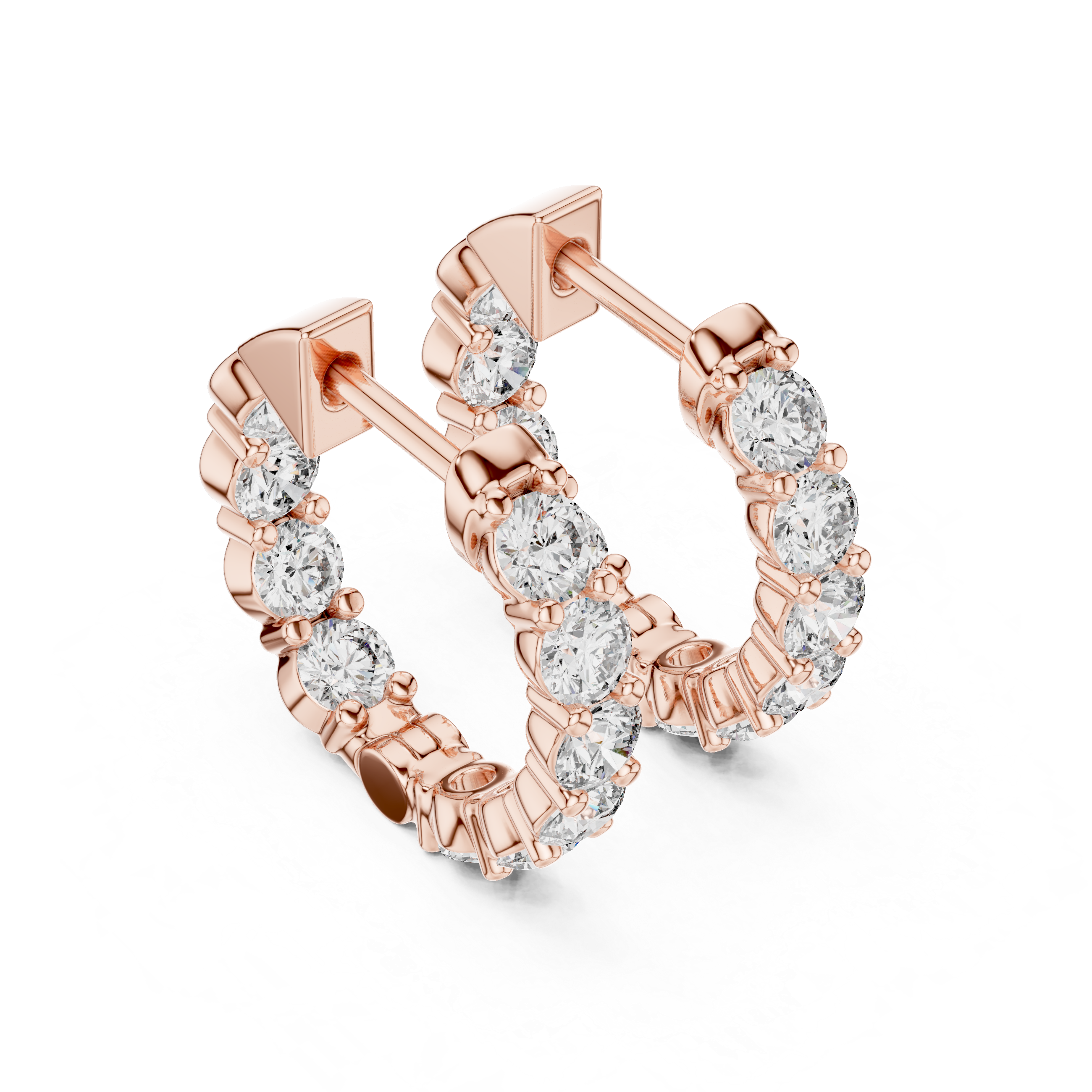 Diamond Hoop Earrings – Bold Round Cut Row Design