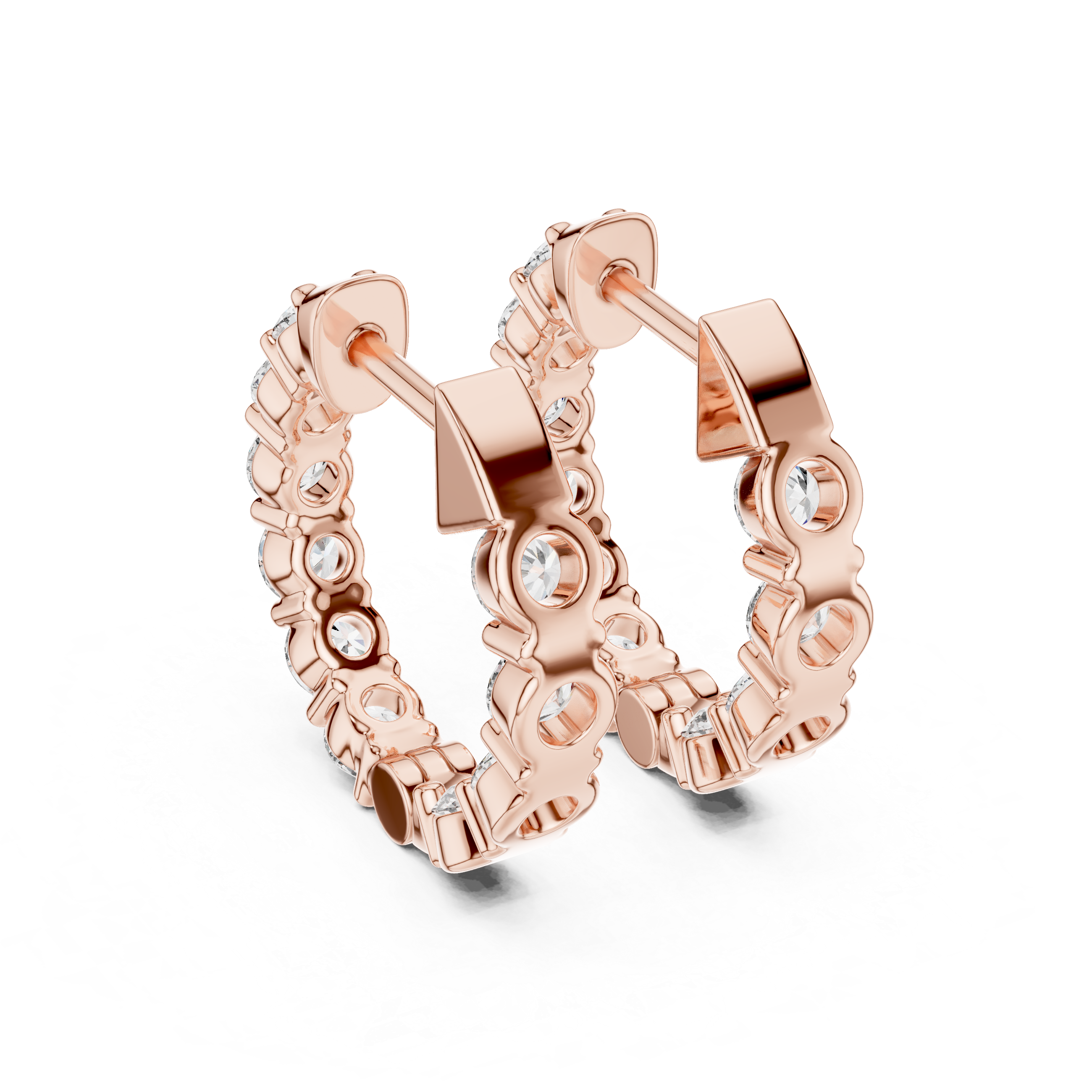 Diamond Hoop Earrings – Bold Round Cut Row Design