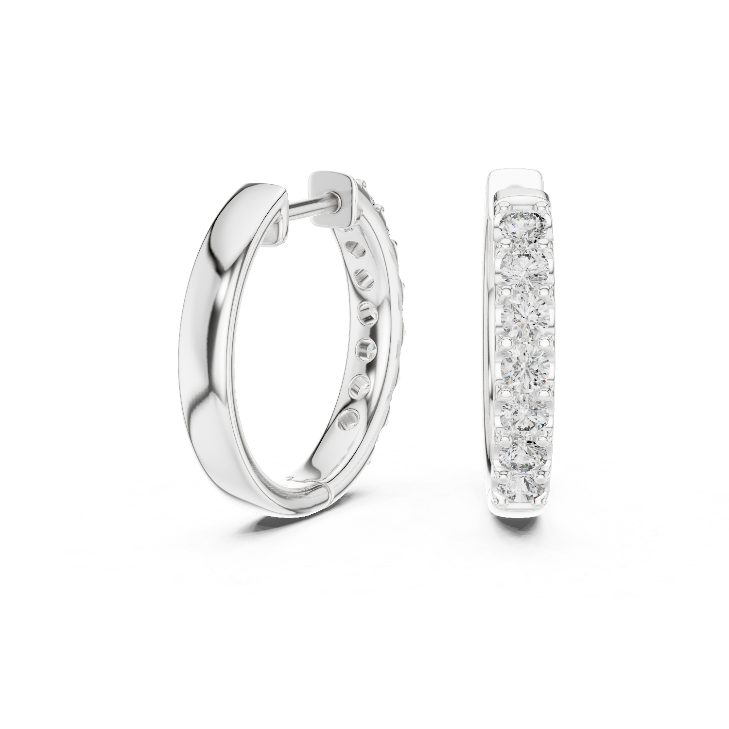 Classic Diamond Hoop Earrings – Minimal Round Cut Design