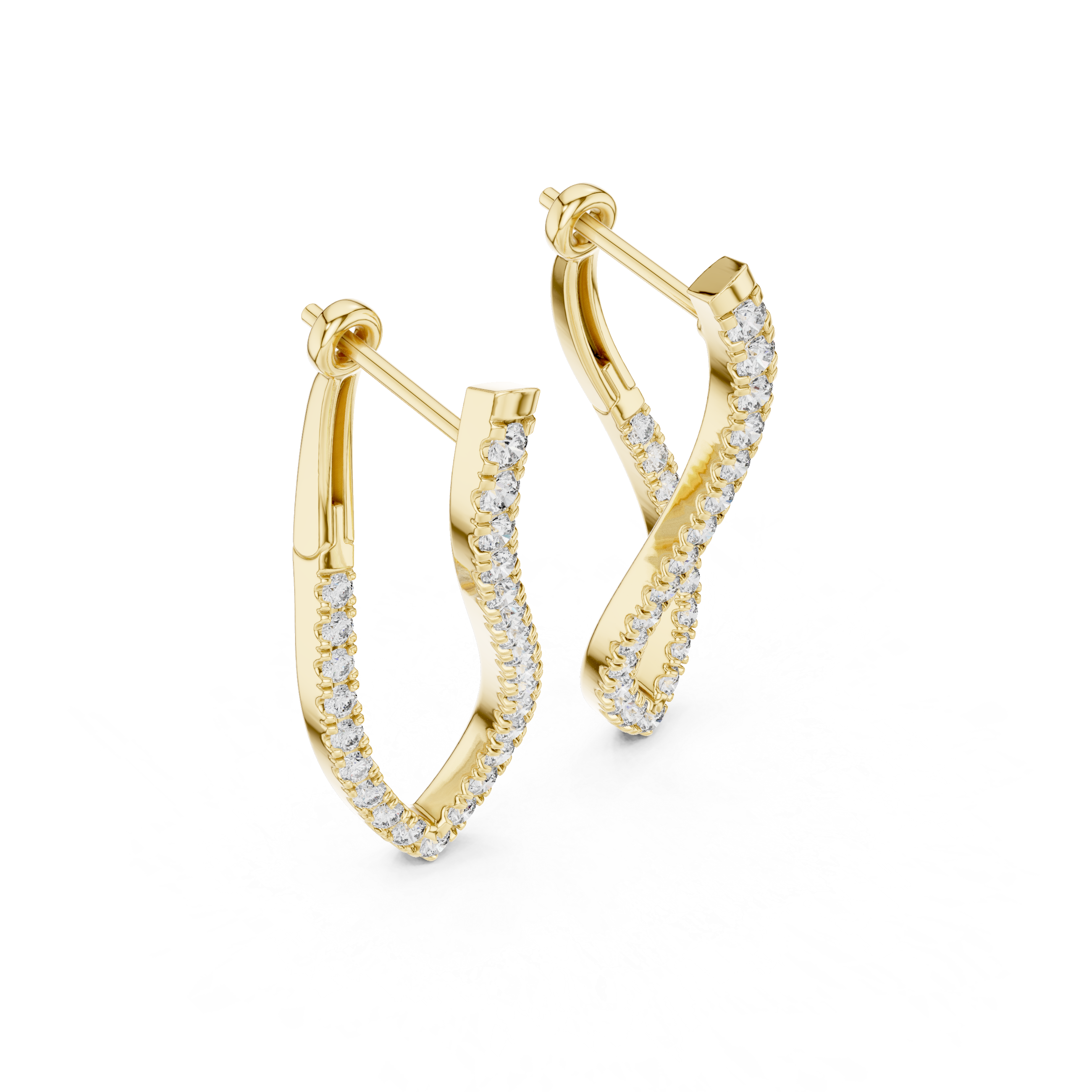 Twisted Pavé Diamond Drop Earrings