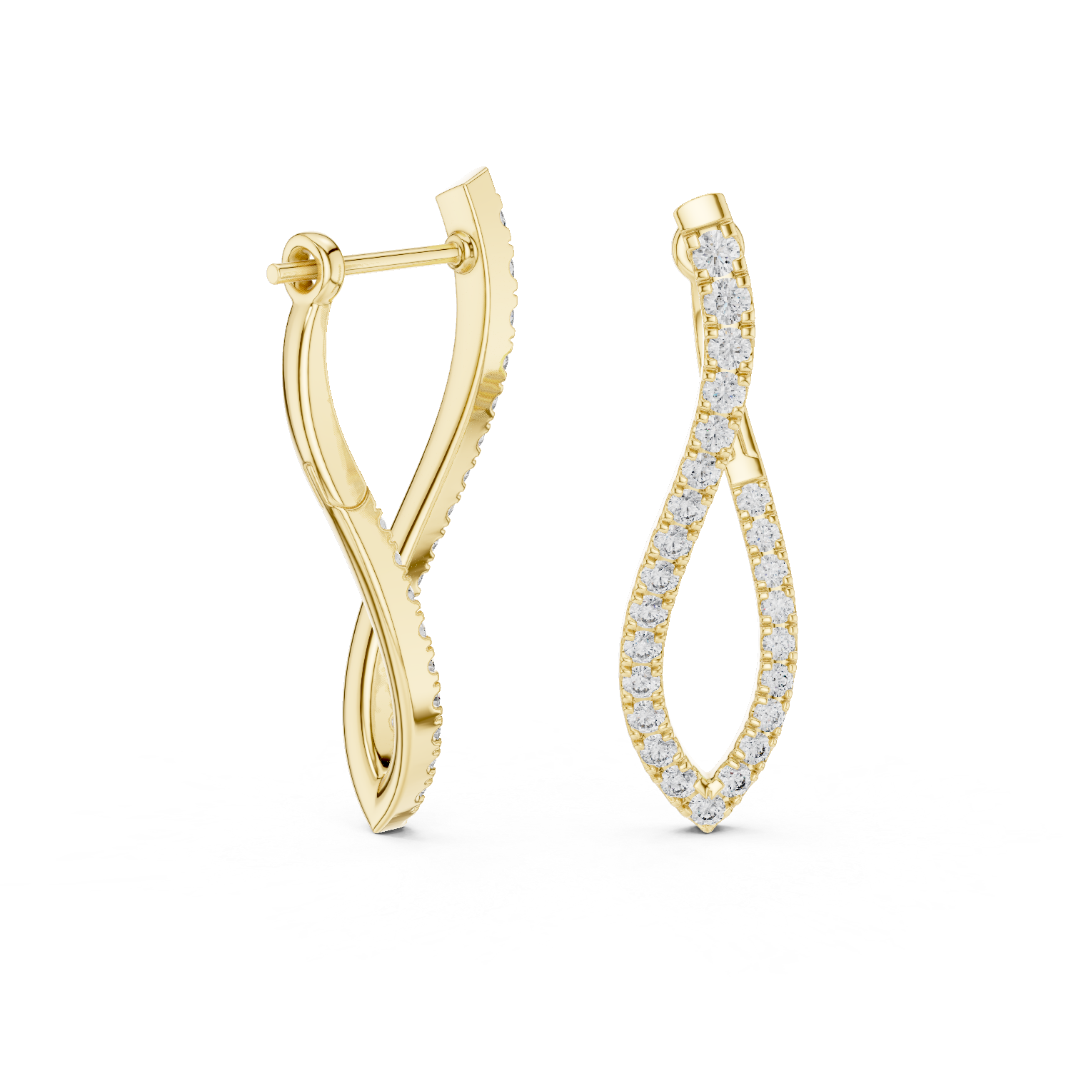 Twisted Pavé Diamond Drop Earrings