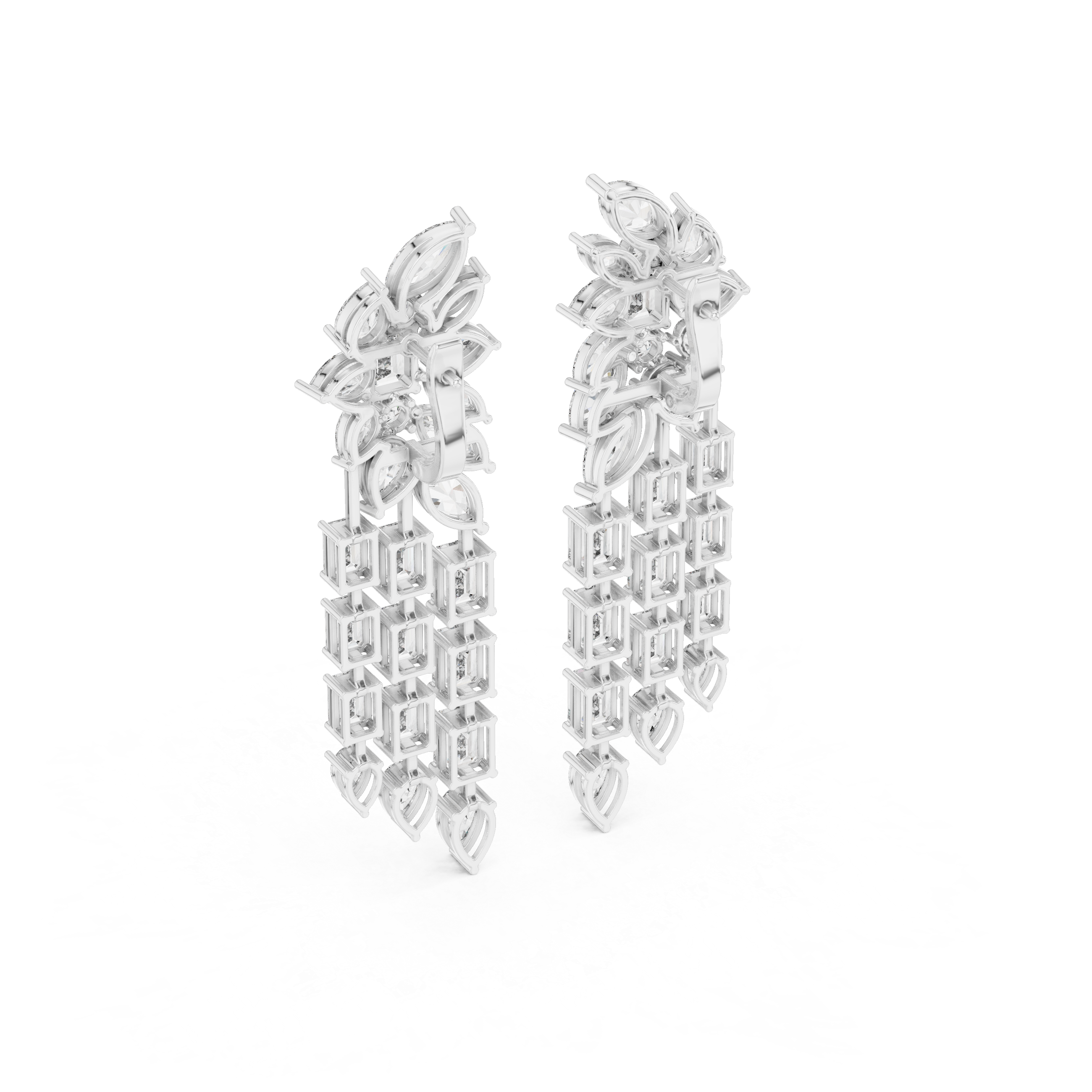 Luxury Multi-Shape Diamond Chandelier Earrings