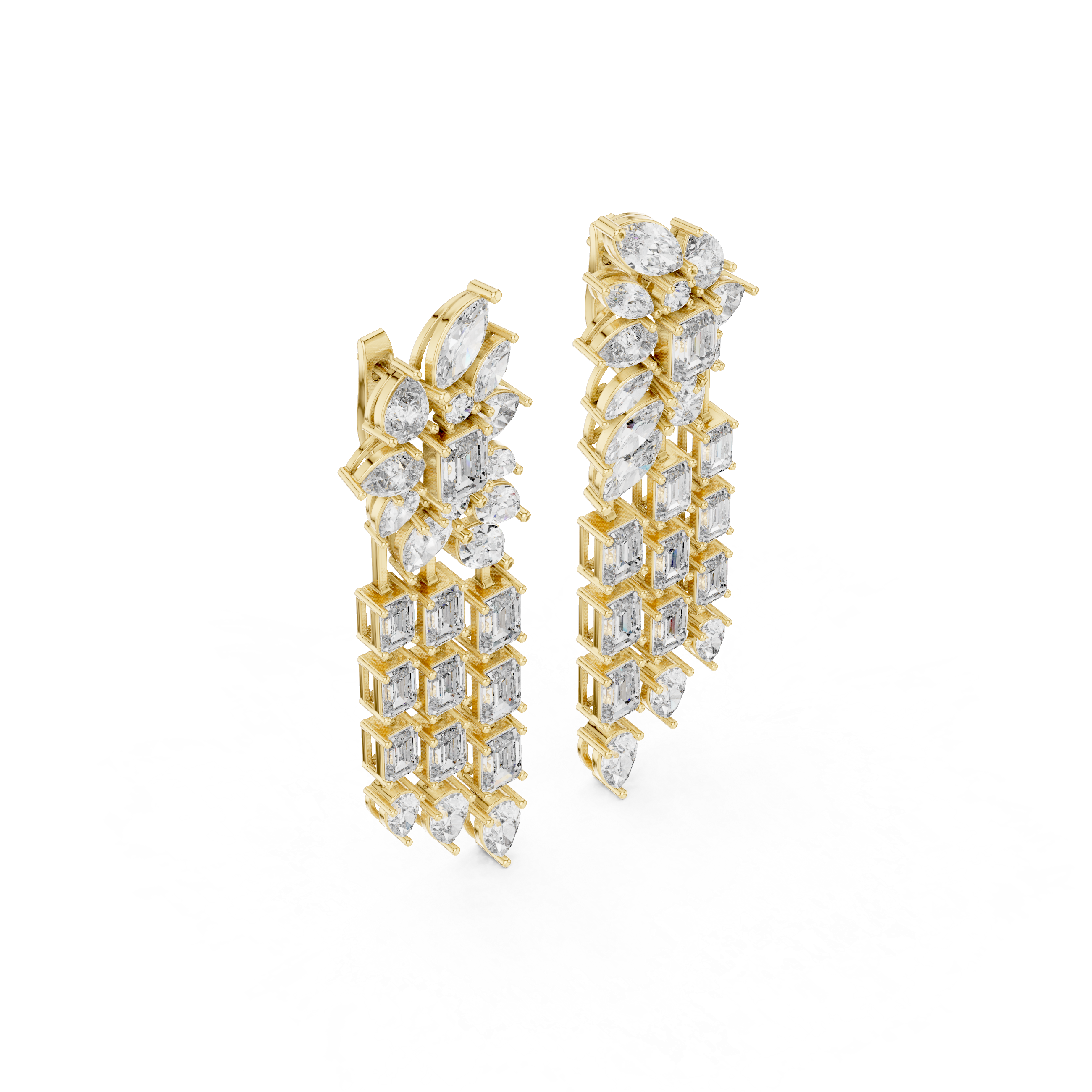 Luxury Multi-Shape Diamond Chandelier Earrings