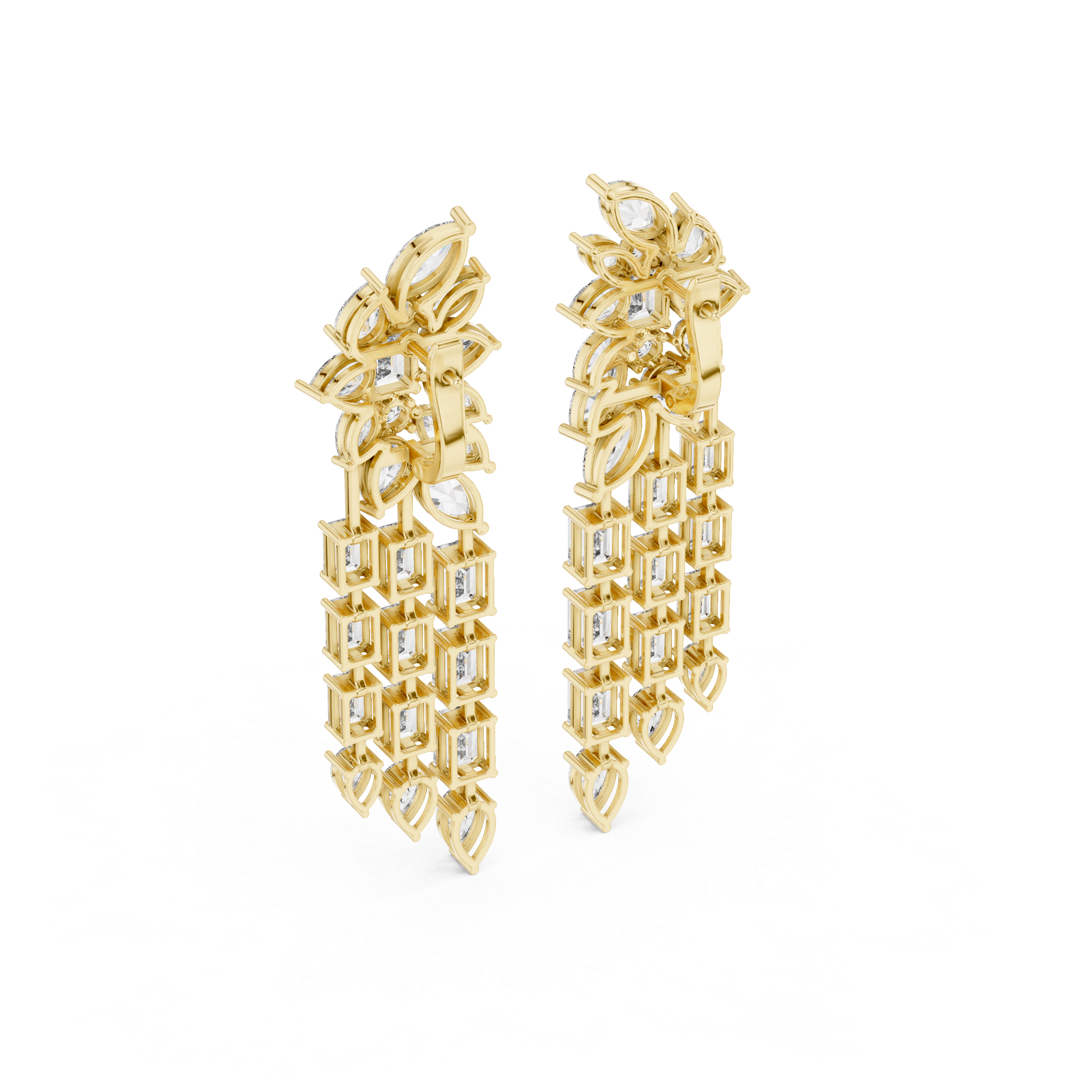 Luxury Multi-Shape Diamond Chandelier Earrings