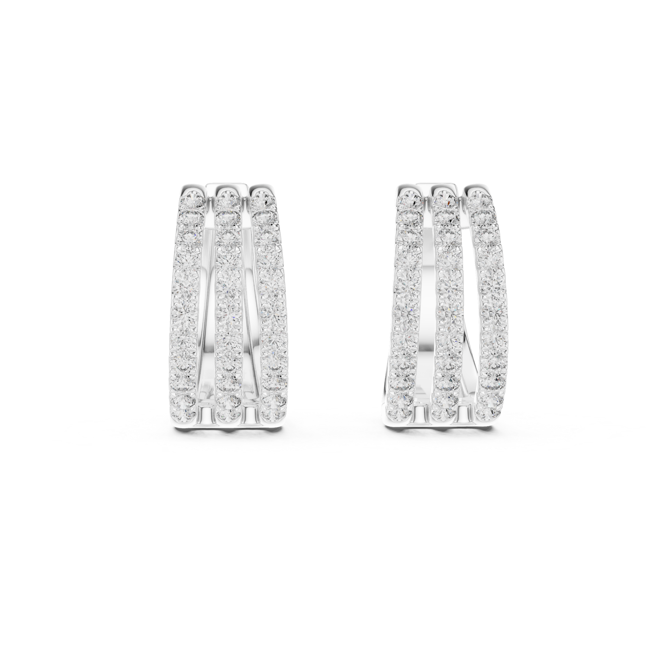 Triple Row Pavé Diamond Hoop Earrings