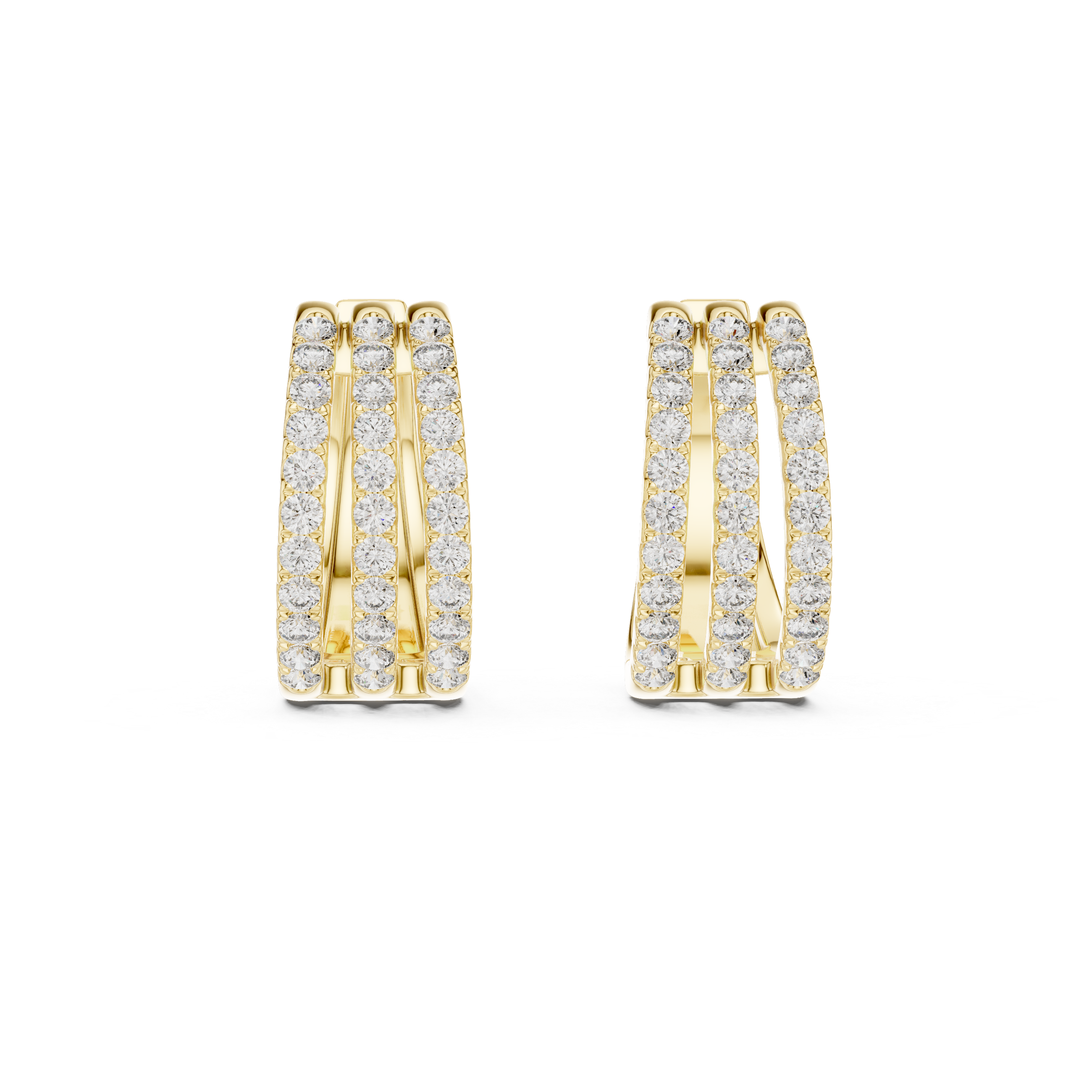 Triple Row Pavé Diamond Hoop Earrings