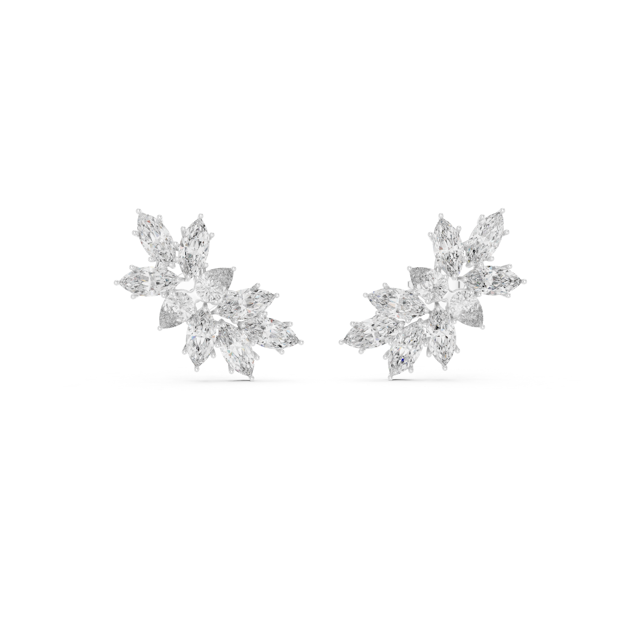 Marquise Cluster Floral Diamond Stud Earrings