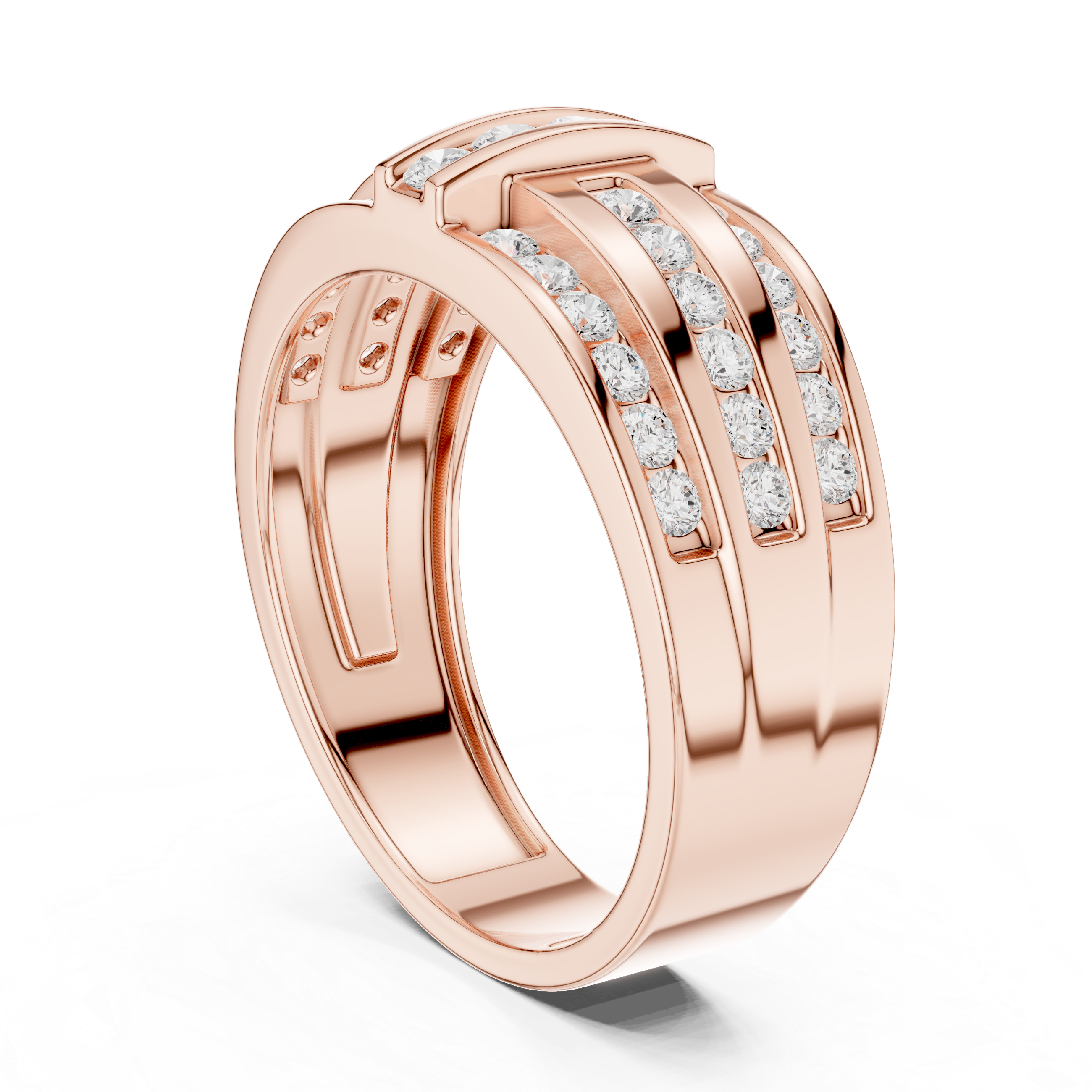 Multi-Row Diamond Band Ring – Contemporary Wide Statement Ring for Women