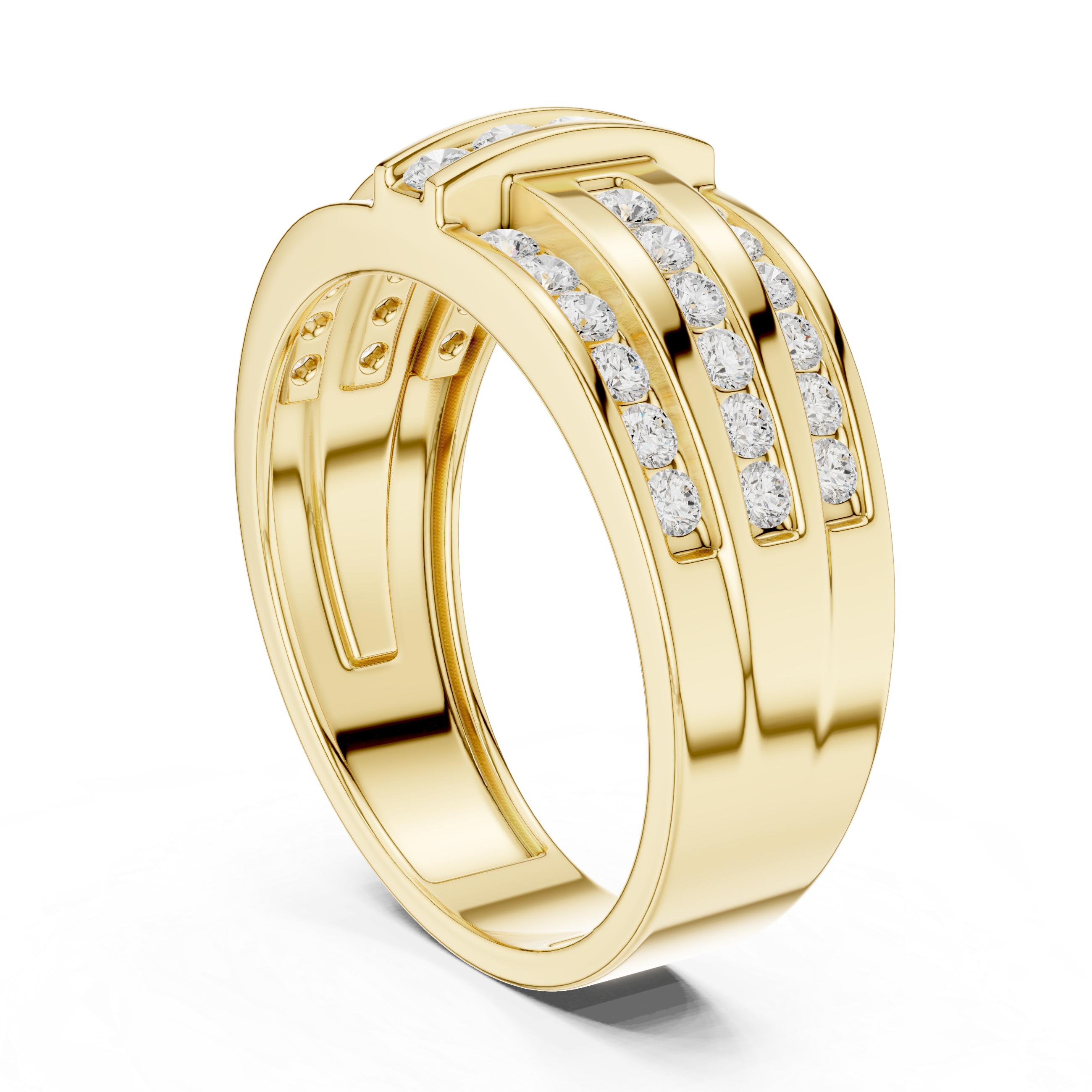 Multi-Row Diamond Band Ring – Contemporary Wide Statement Ring for Women