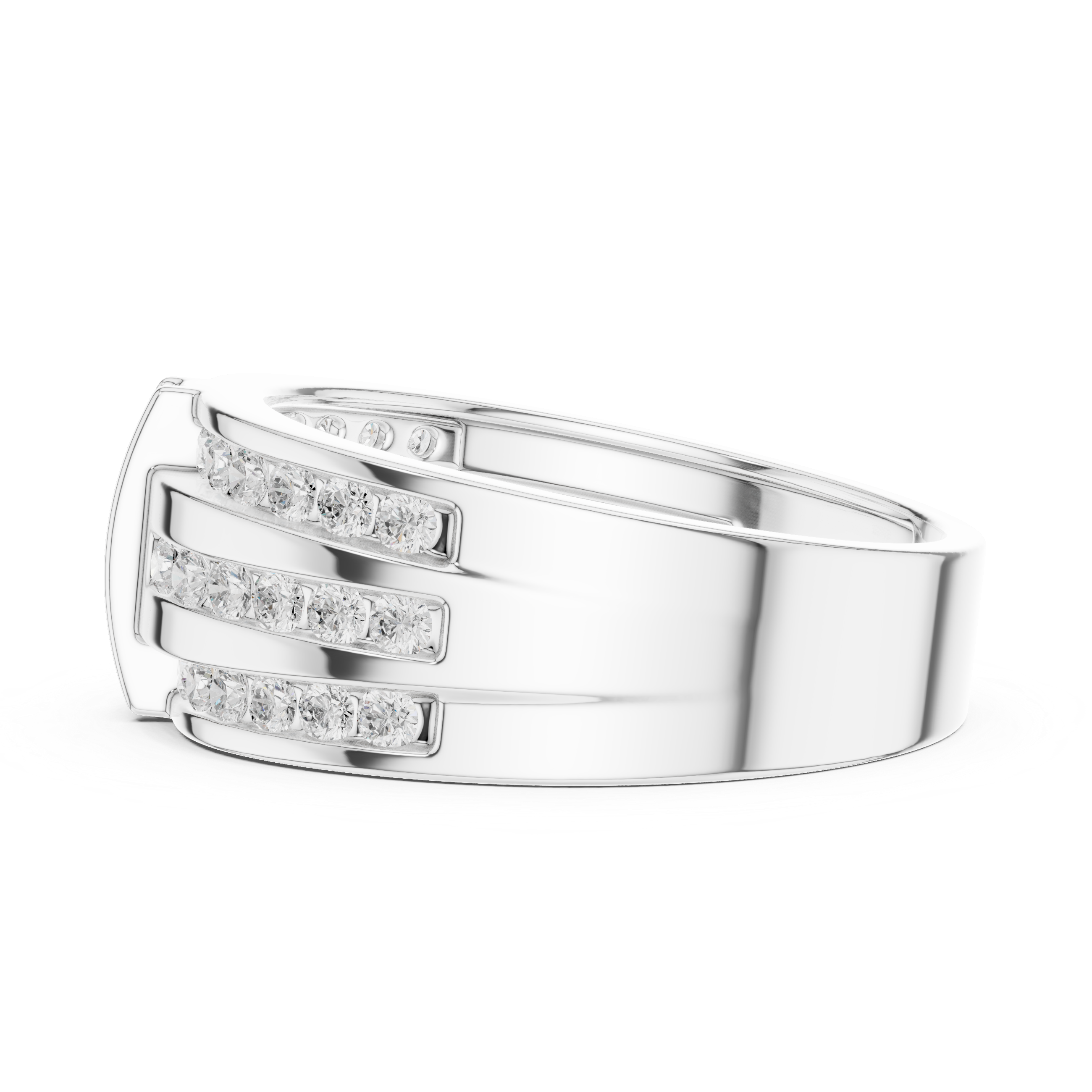 Multi-Row Diamond Band Ring – Contemporary Wide Statement Ring for Women