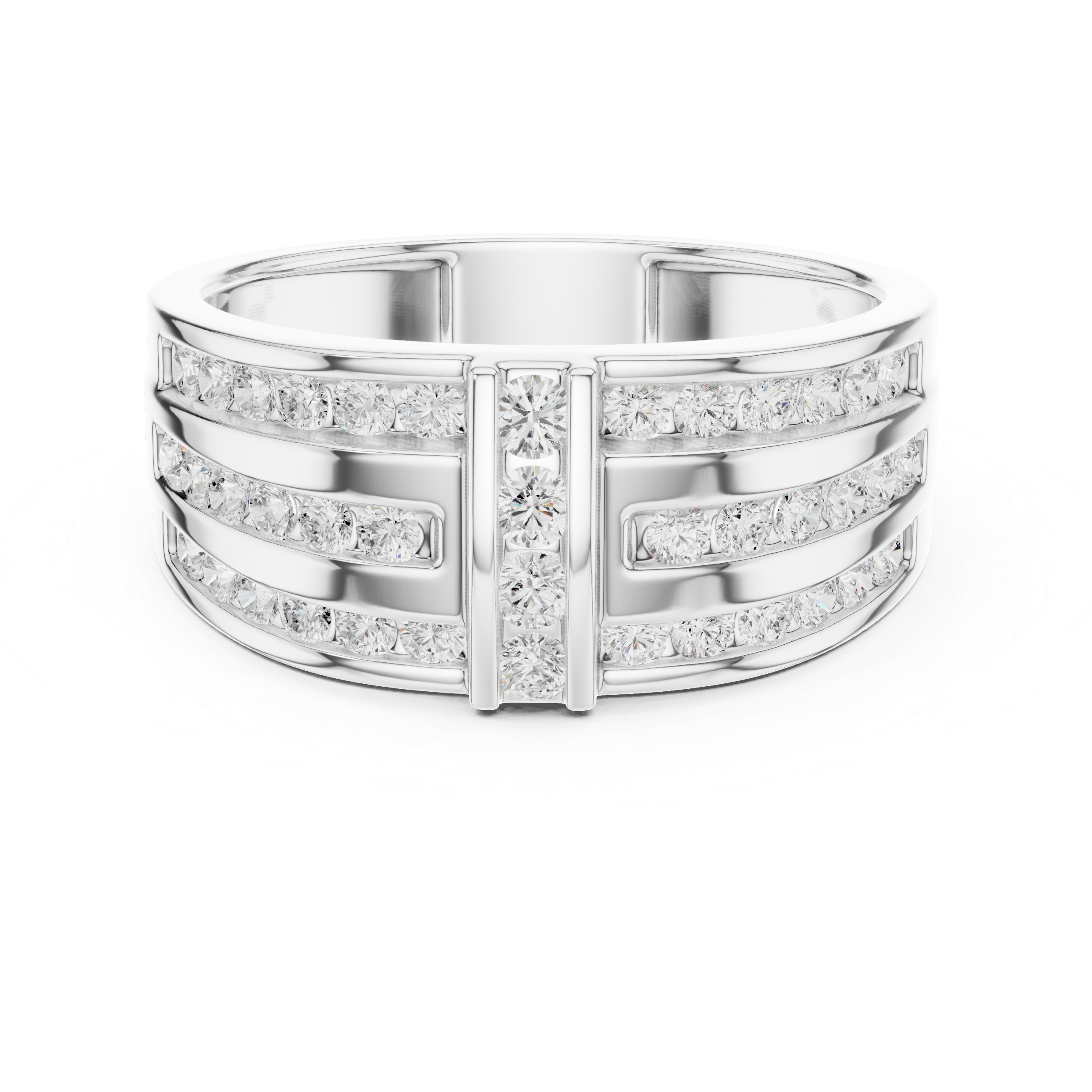 Multi-Row Diamond Band Ring – Contemporary Wide Statement Ring for Women