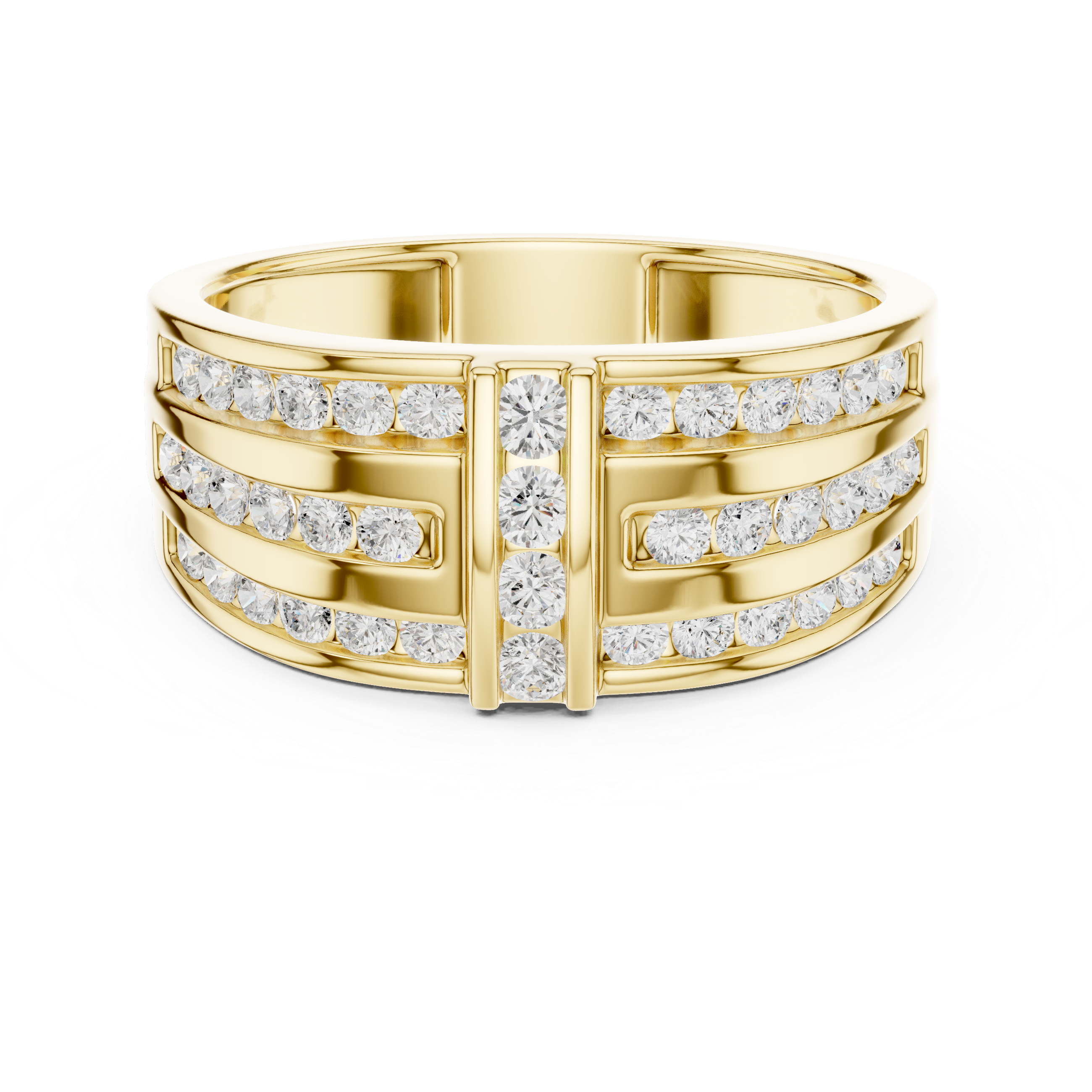 Multi-Row Diamond Band Ring – Contemporary Wide Statement Ring for Women