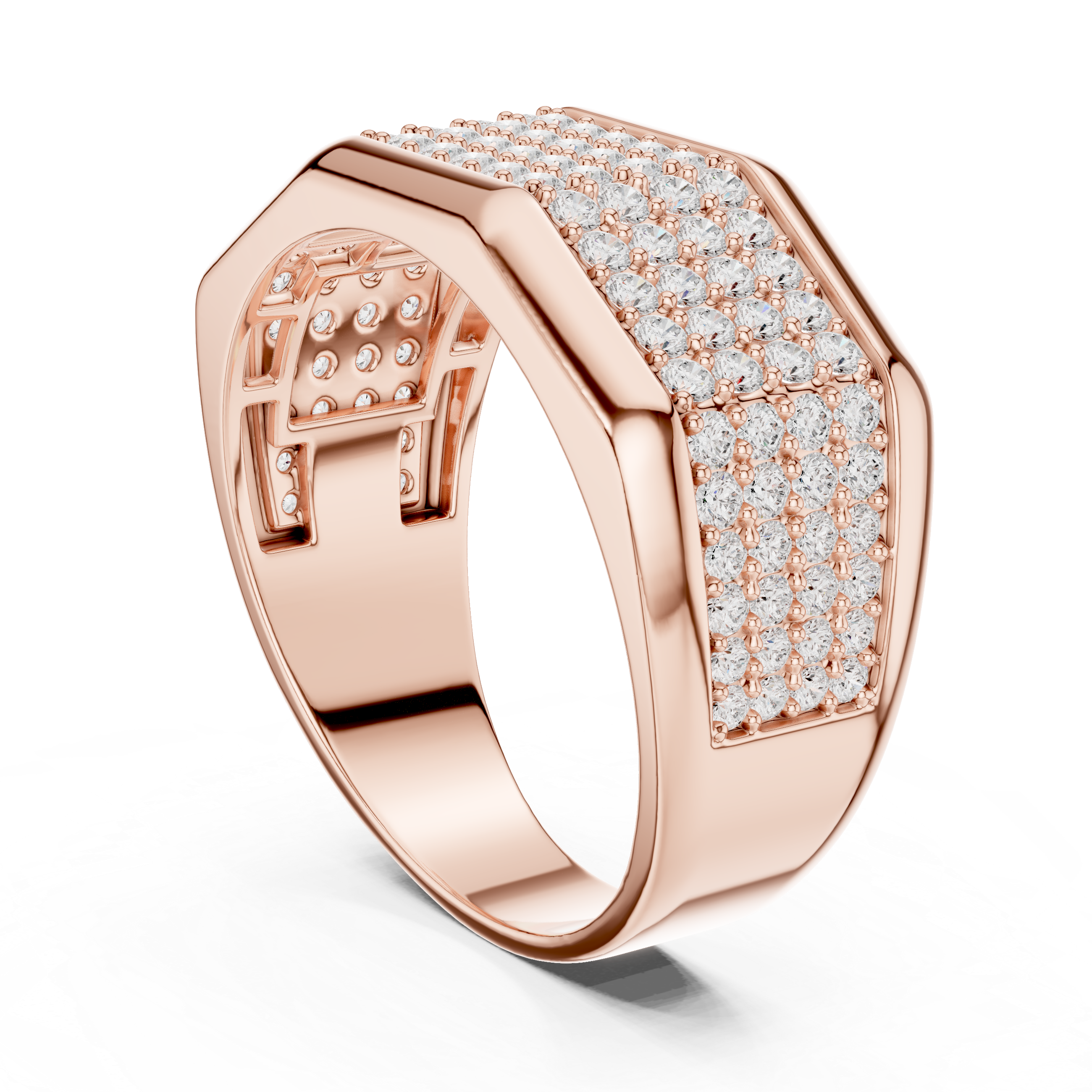 Men’s Multi-Row Diamond Statement Ring – Pave Set Luxury Signet Ring