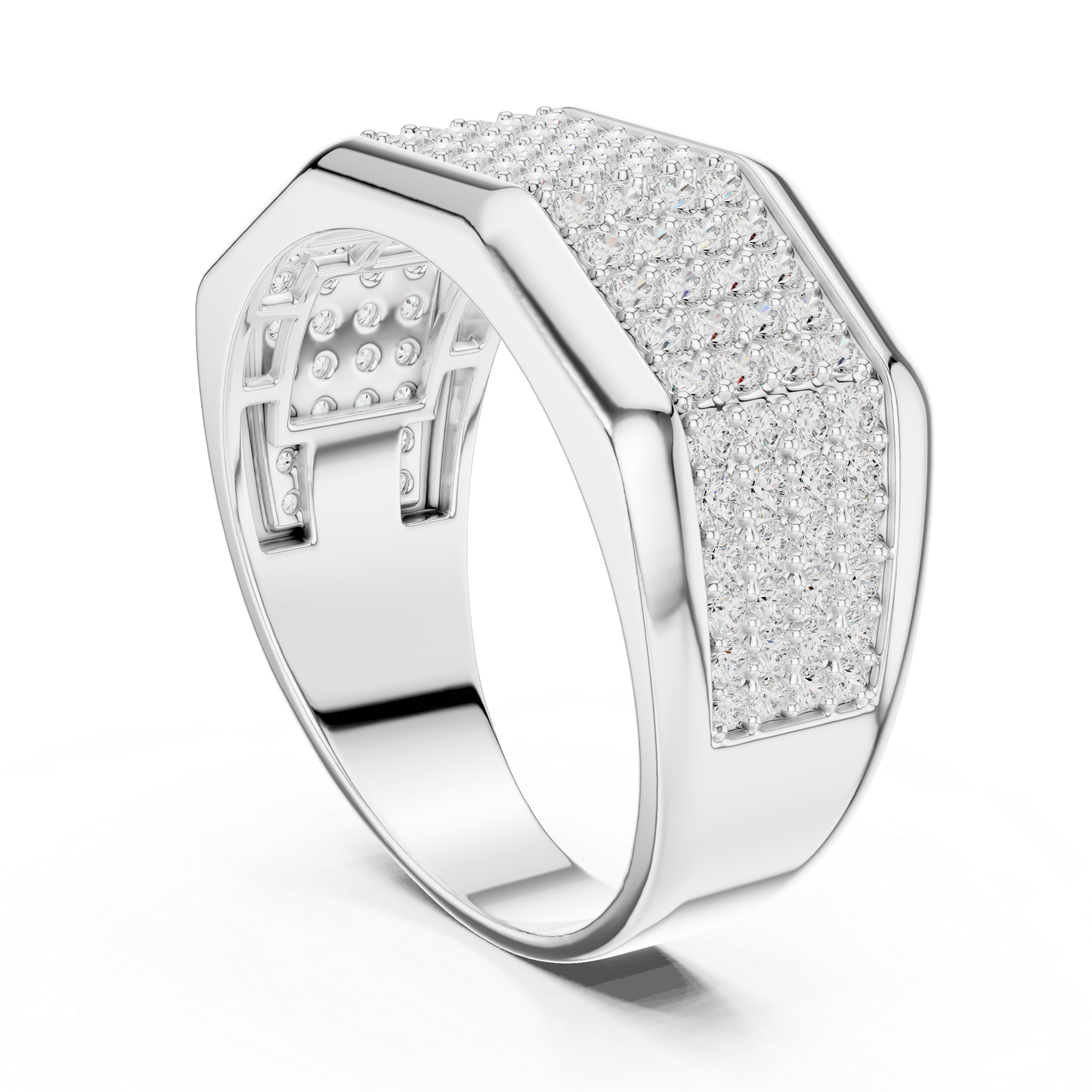 Men’s Multi-Row Diamond Statement Ring – Pave Set Luxury Signet Ring