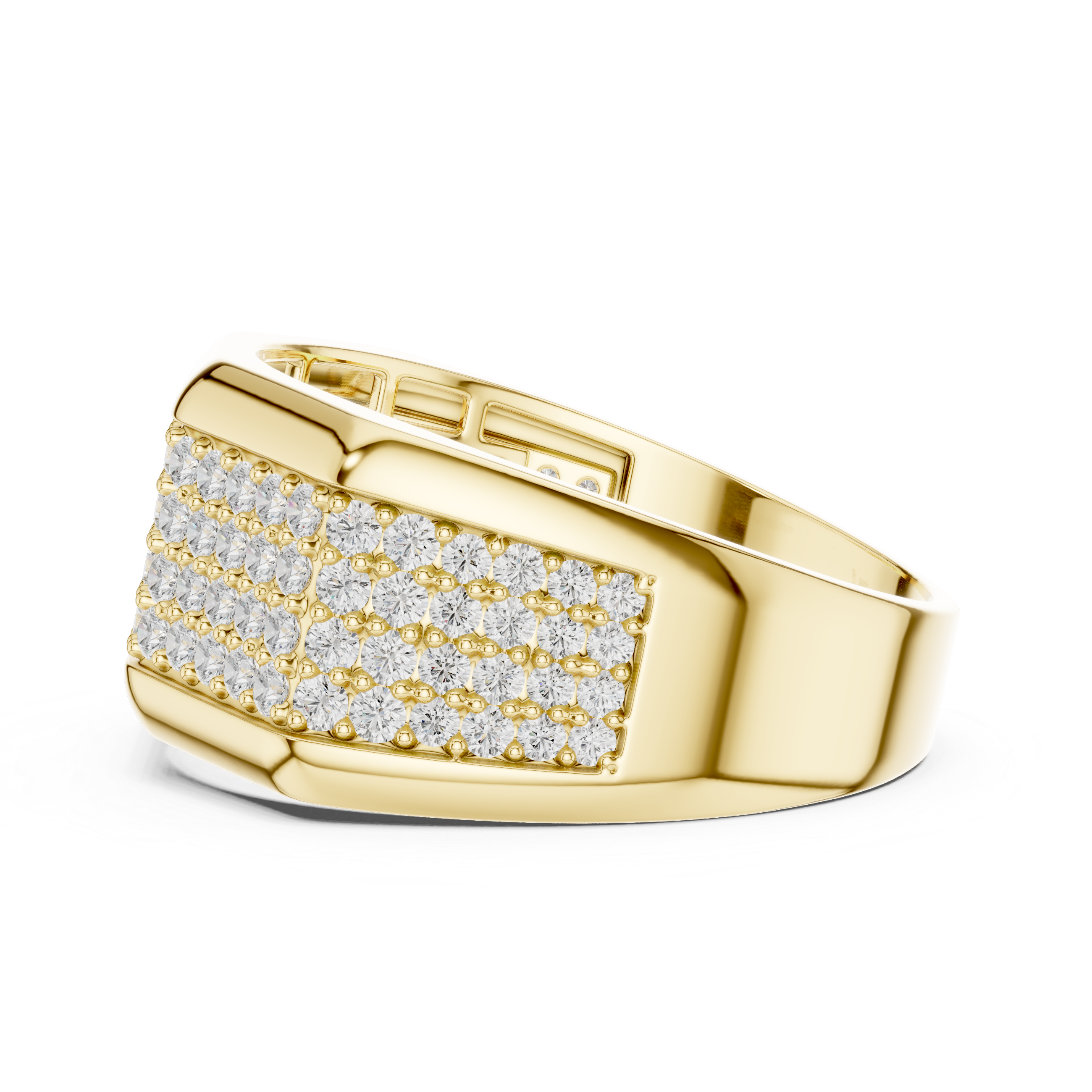 Men’s Multi-Row Diamond Statement Ring – Pave Set Luxury Signet Ring