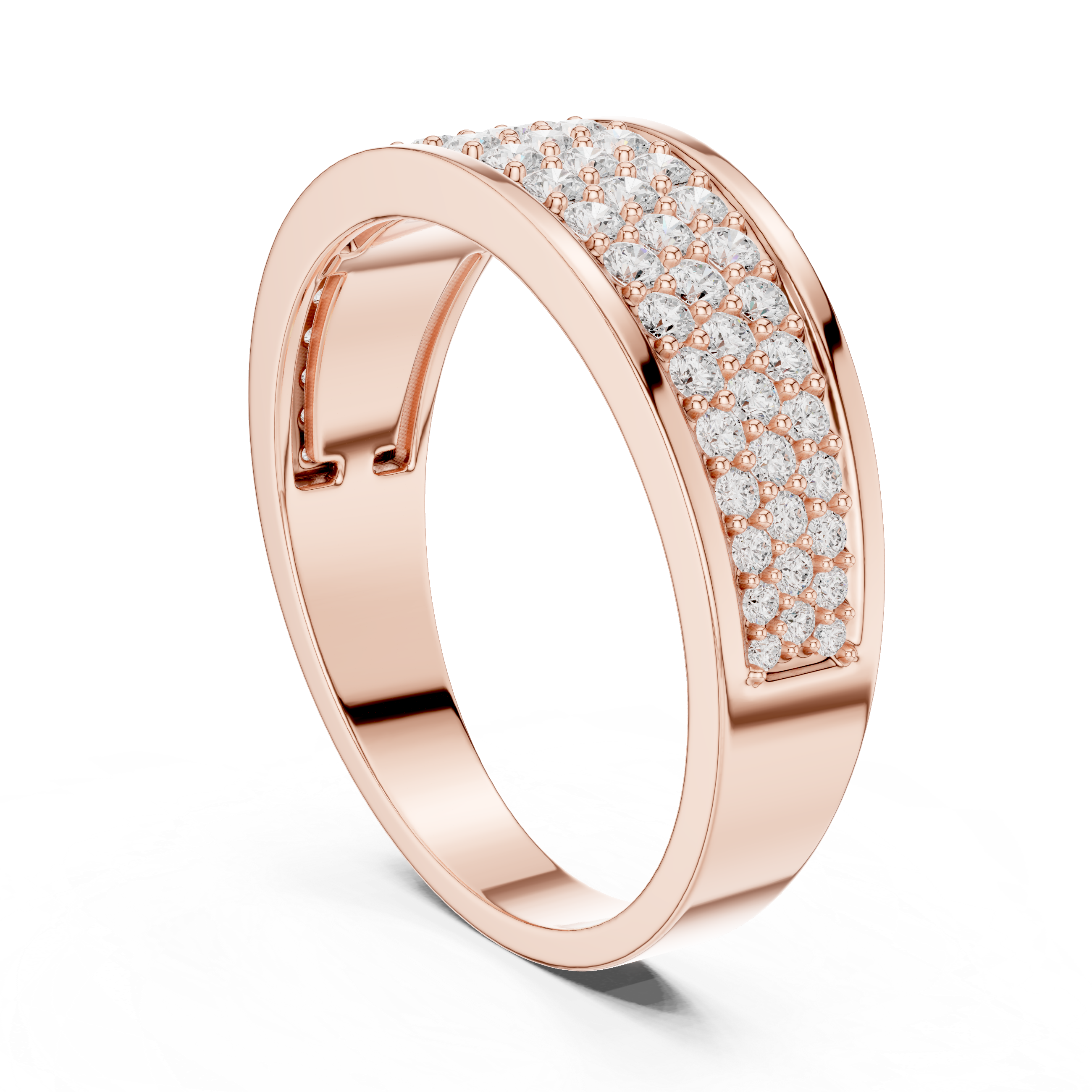 Multi-Row Pavé Diamond Wedding Band – Luxury Men's Diamond Ring