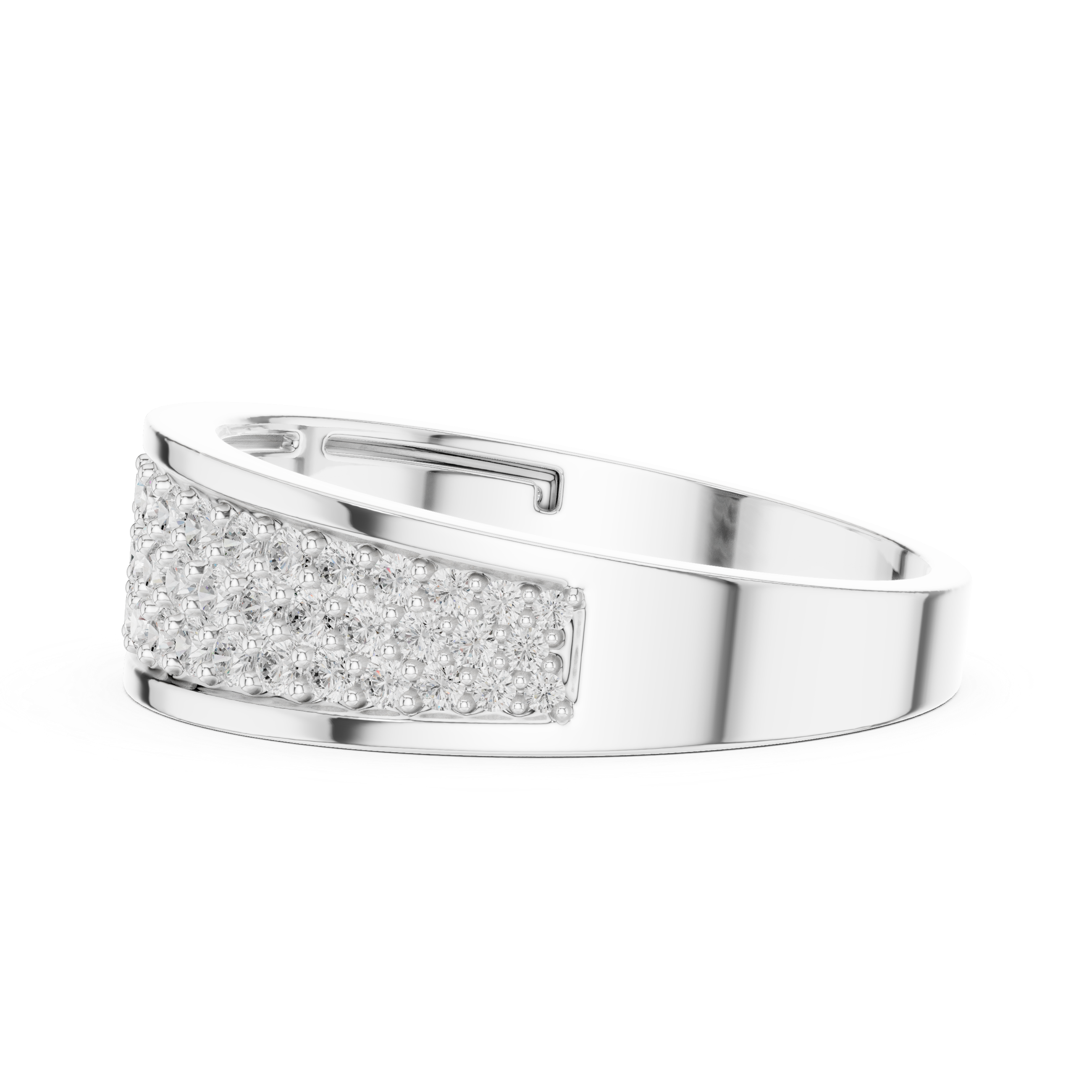 Multi-Row Pavé Diamond Wedding Band – Luxury Men's Diamond Ring
