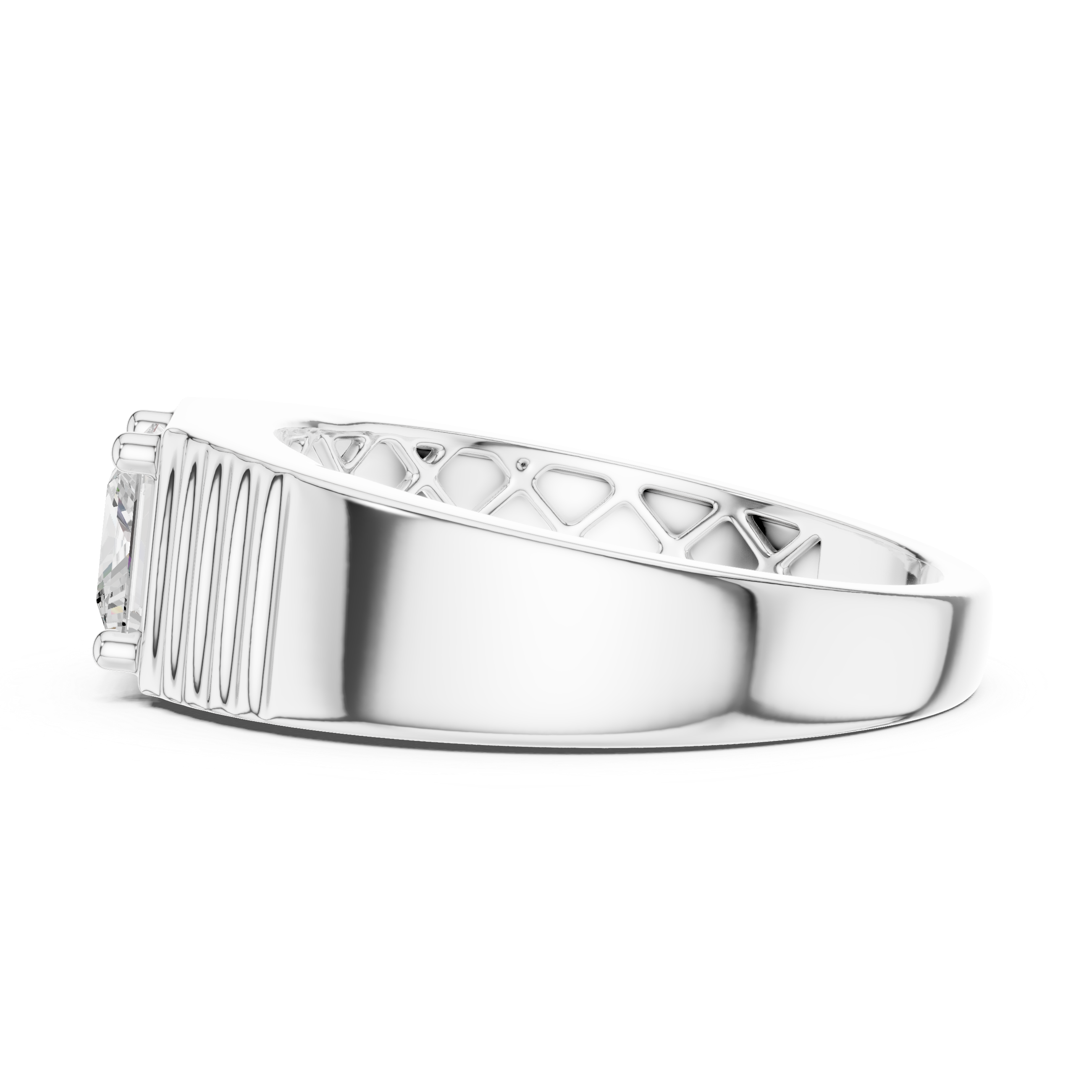Princess Cut Solitaire Signet Ring – Men's Geometric Diamond Ring