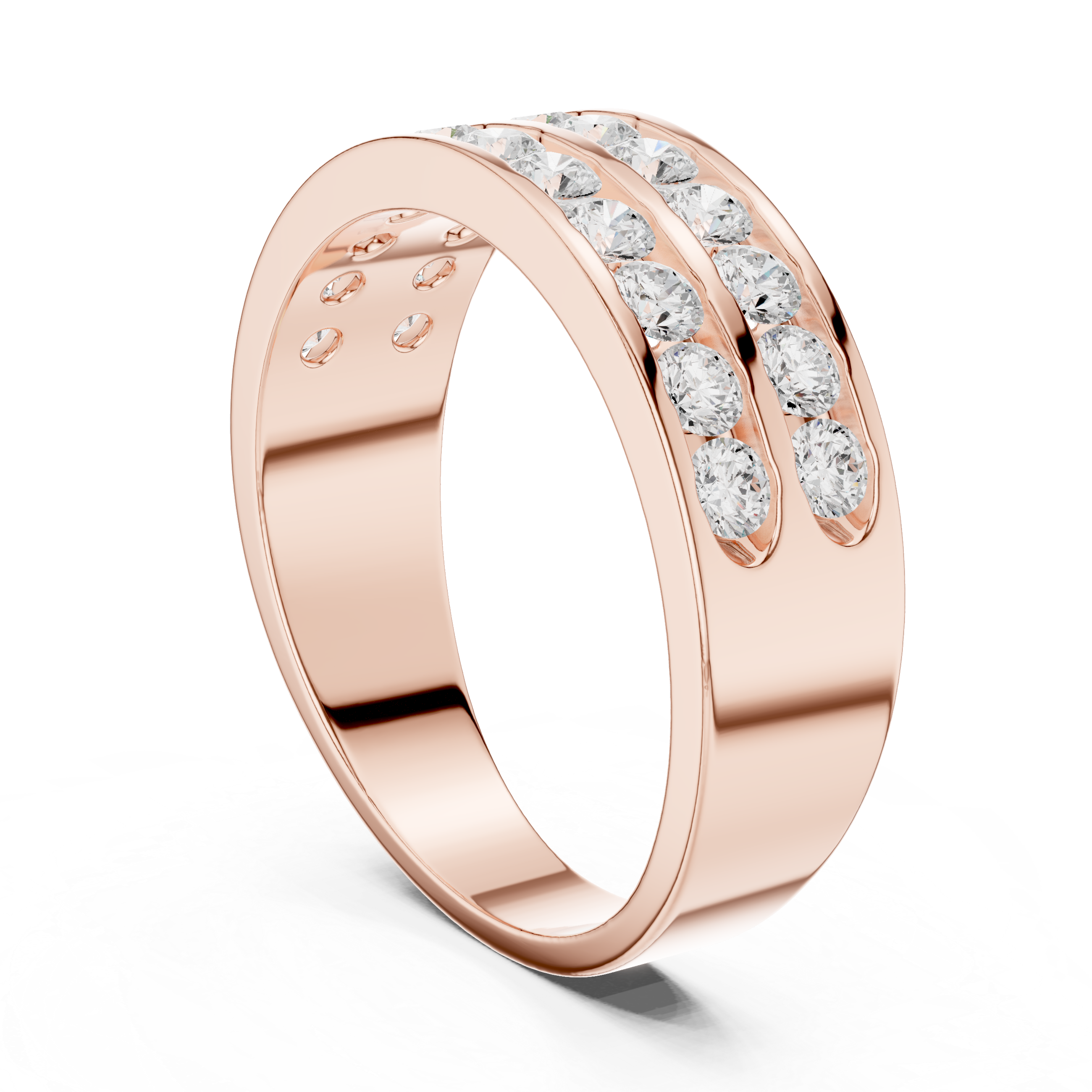 Double Row Channel Set Diamond Wedding Band – Men's Luxury Diamond Ring