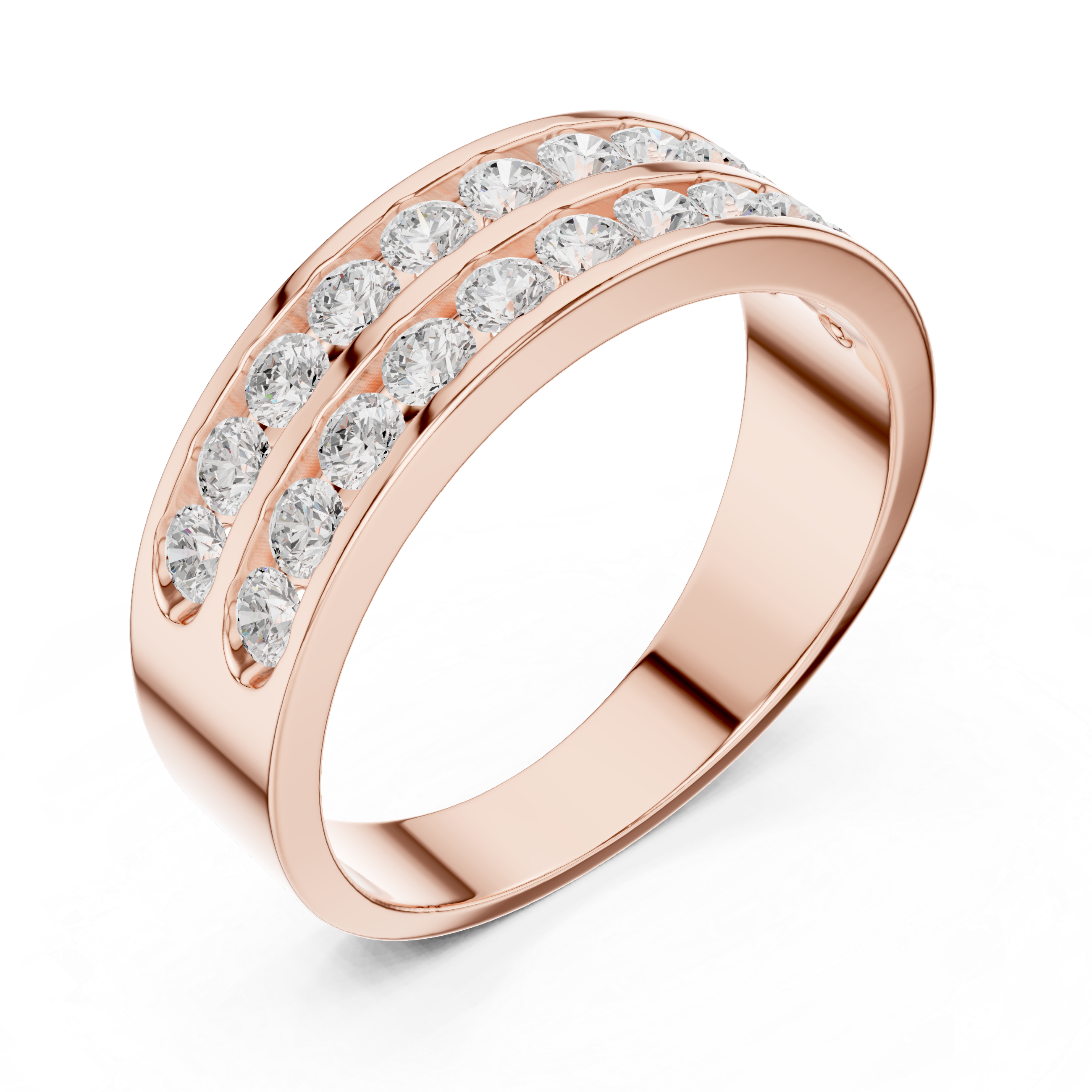 Double Row Channel Set Diamond Wedding Band – Men's Luxury Diamond Ring