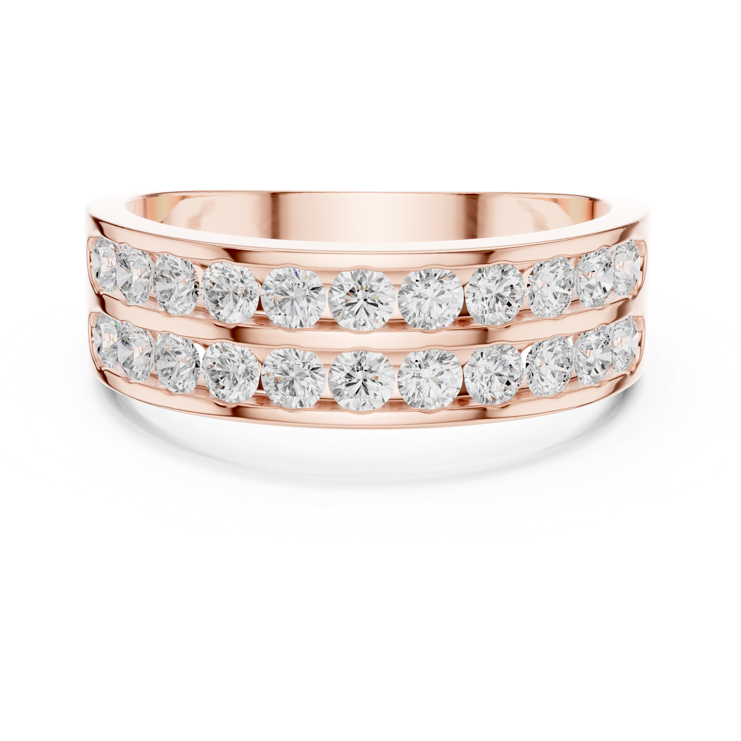Double Row Channel Set Diamond Wedding Band – Men's Luxury Diamond Ring