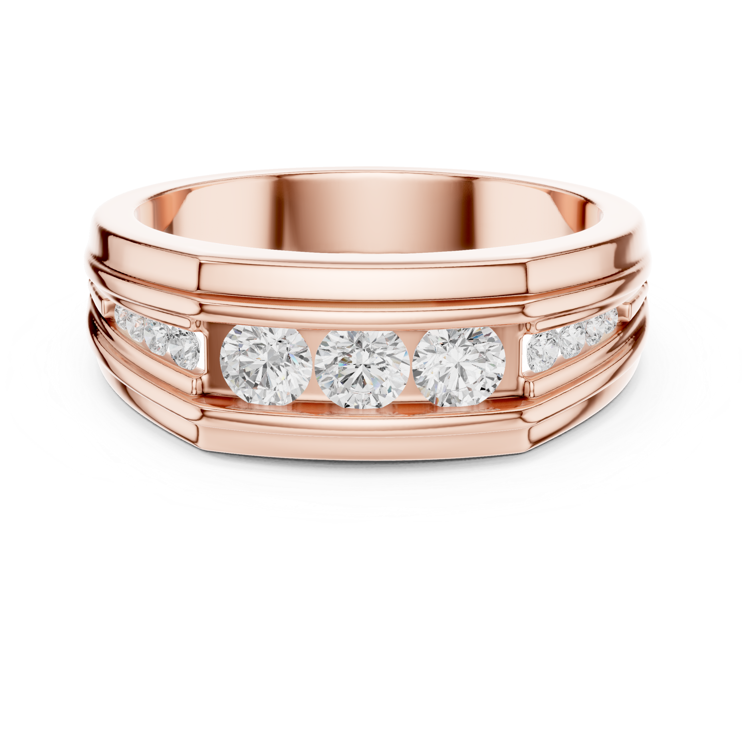 Men’s Multi-Stone Diamond Ring – Channel Set Round Diamond Wedding Band