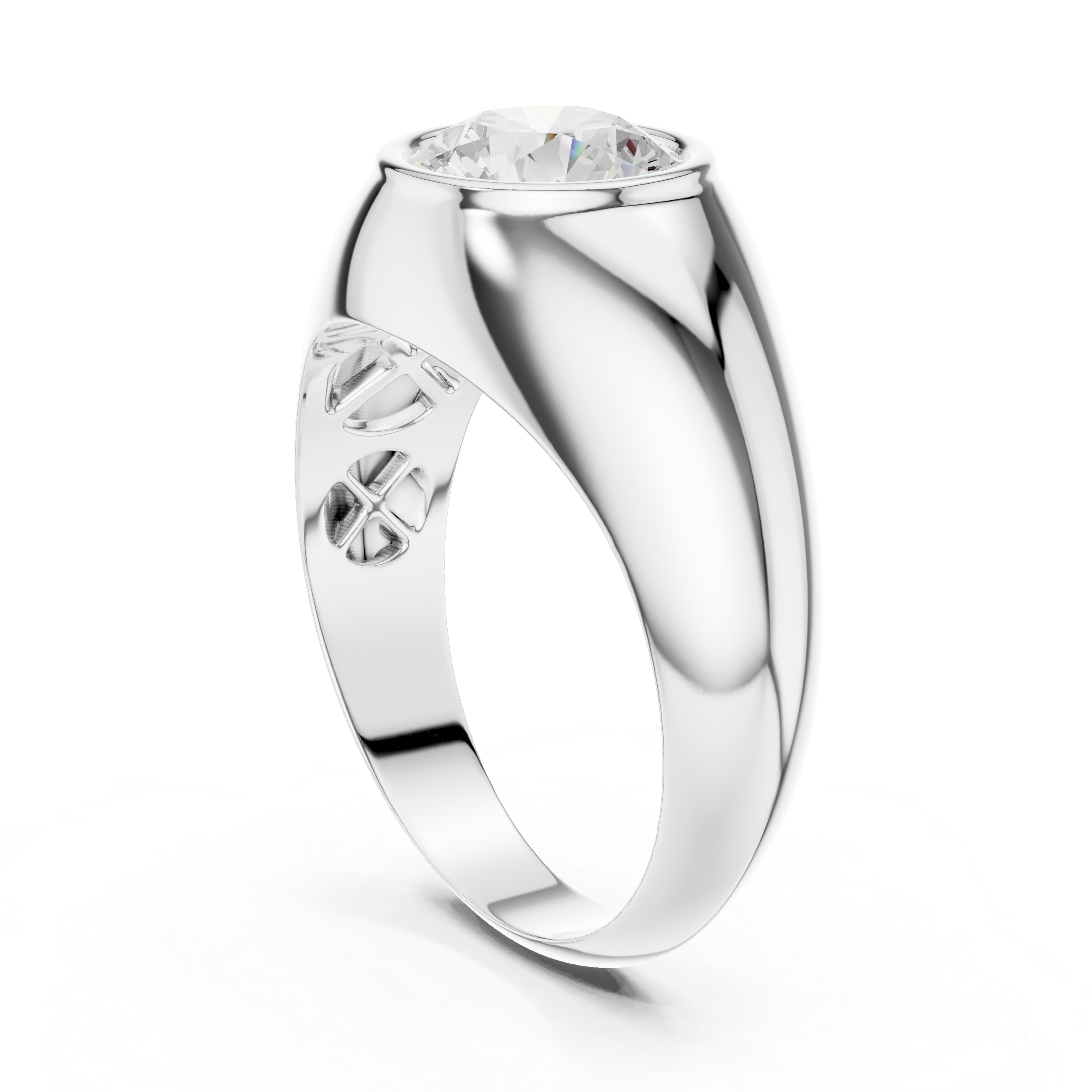 Men’s Bezel Set Round Solitaire Signet Ring – Modern Gold Statement Ring
