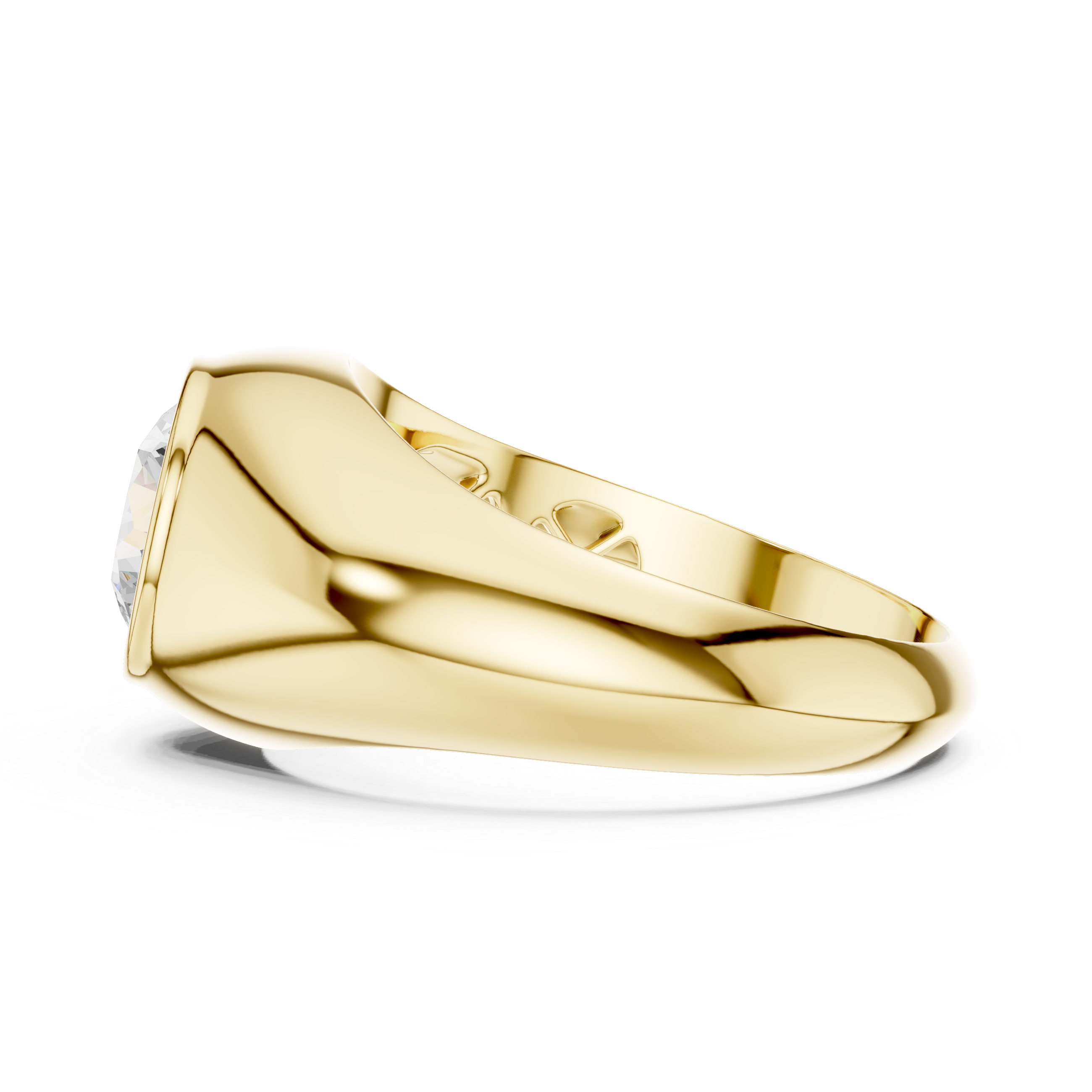 Men’s Bezel Set Round Solitaire Signet Ring – Modern Gold Statement Ring