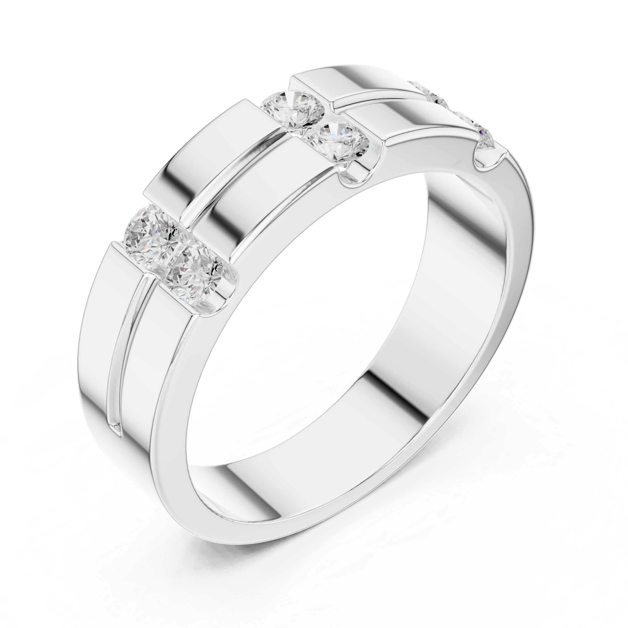 Men’s Multi-Stone Diamond Band Ring – Modern Geometric Statement Wedding Ring