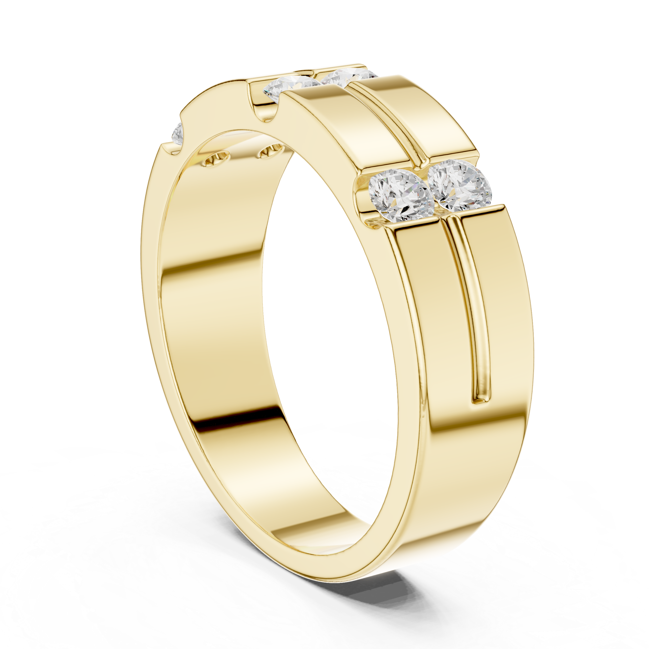 Men’s Multi-Stone Diamond Band Ring – Modern Geometric Statement Wedding Ring
