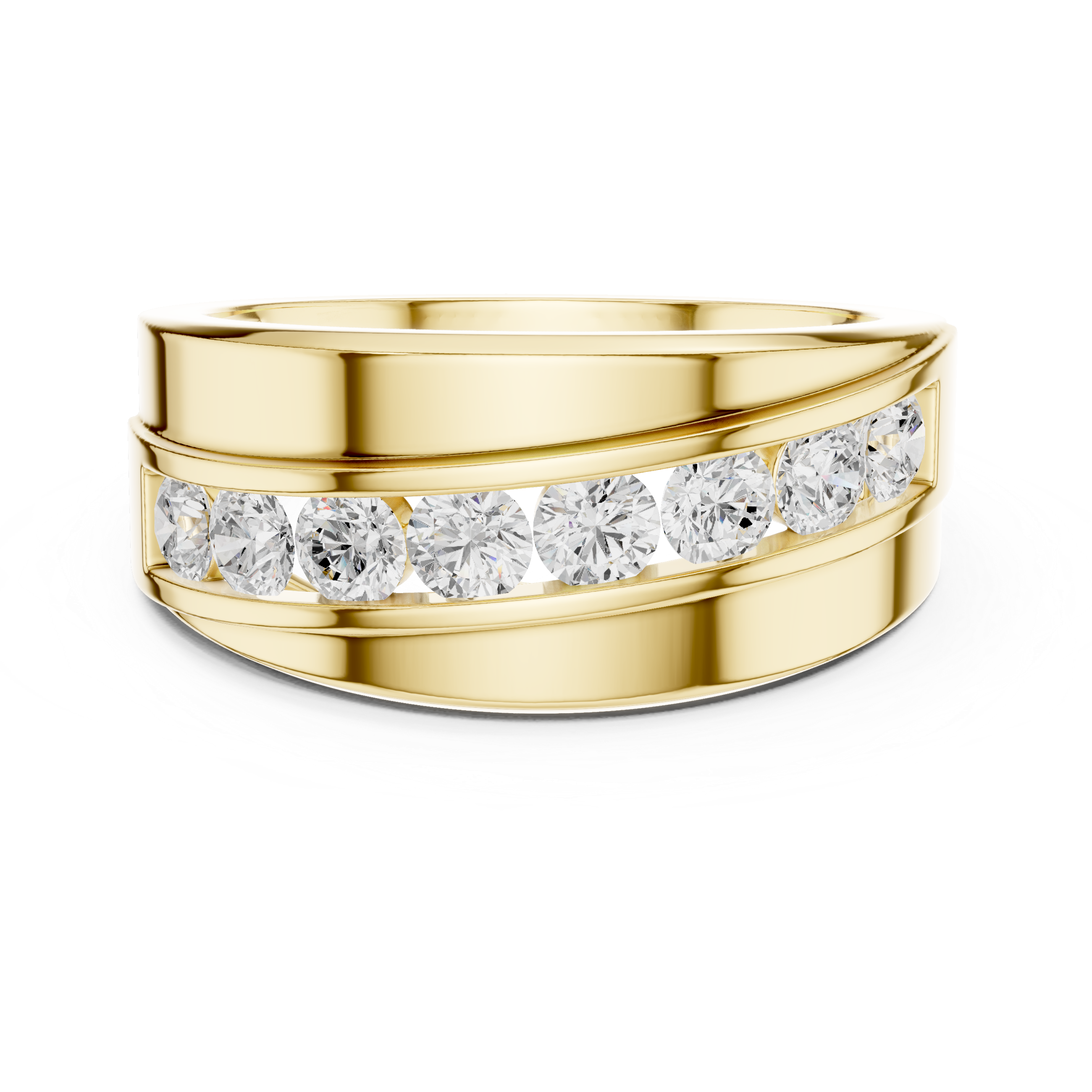 Men’s Channel Set Diamond Wedding Band – 8 Stone Round Diamond Ring