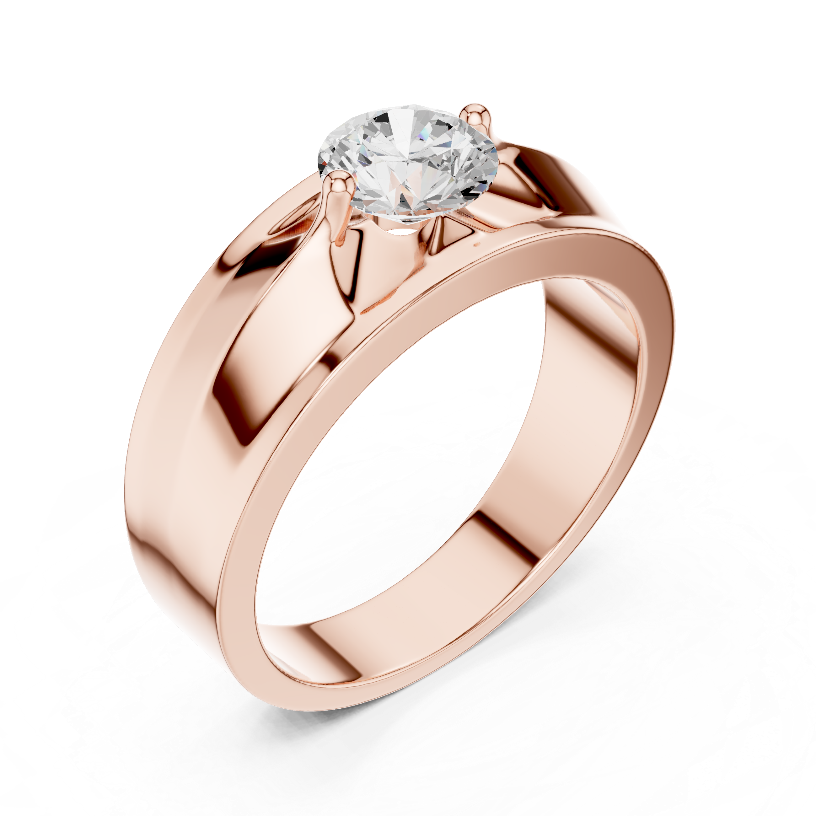 Men’s Solitaire Diamond Ring – Classic Round Diamond Wedding Band