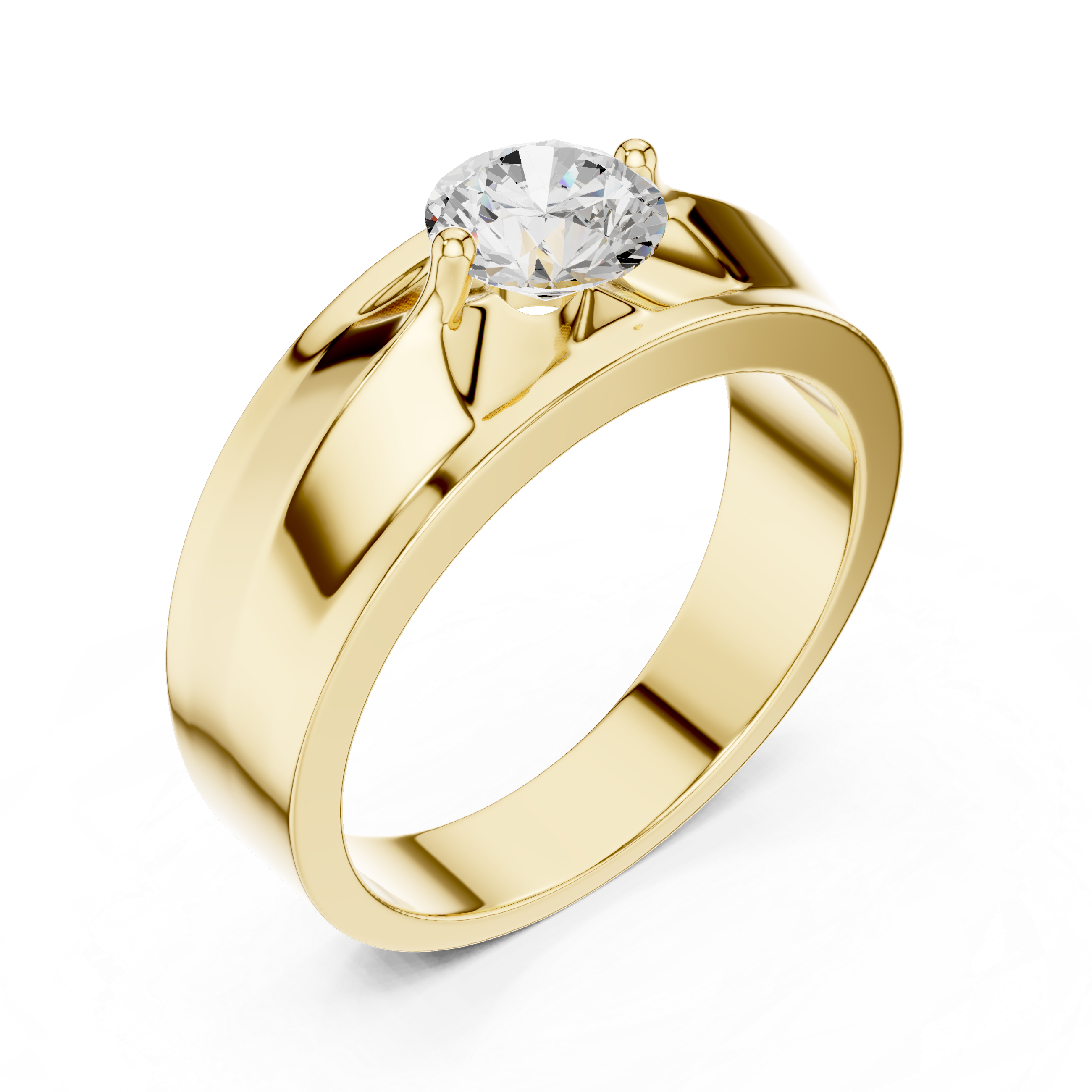 Men’s Solitaire Diamond Ring – Classic Round Diamond Wedding Band