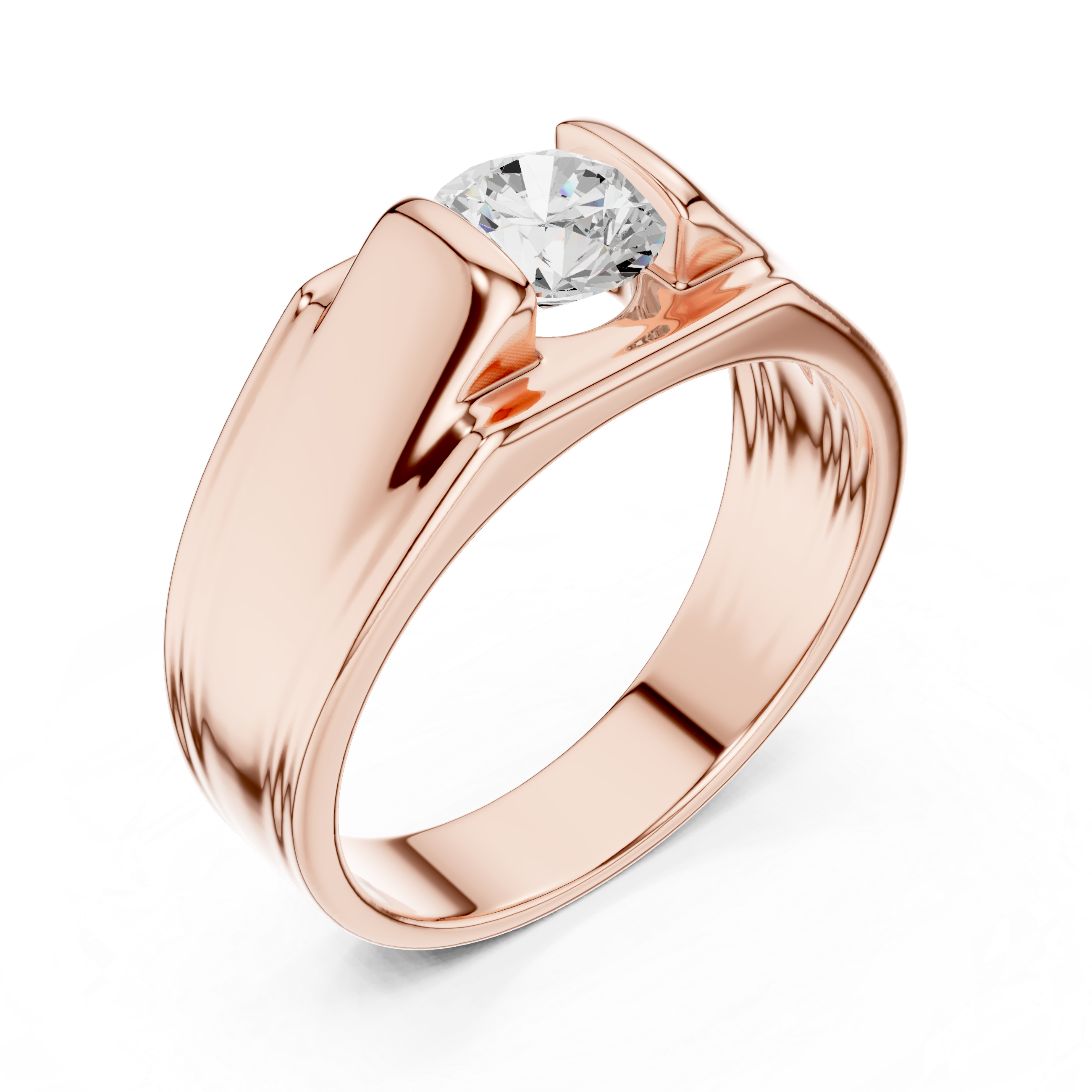 Men’s Channel Set Solitaire Diamond Ring – Classic Wide Band Statement Ring