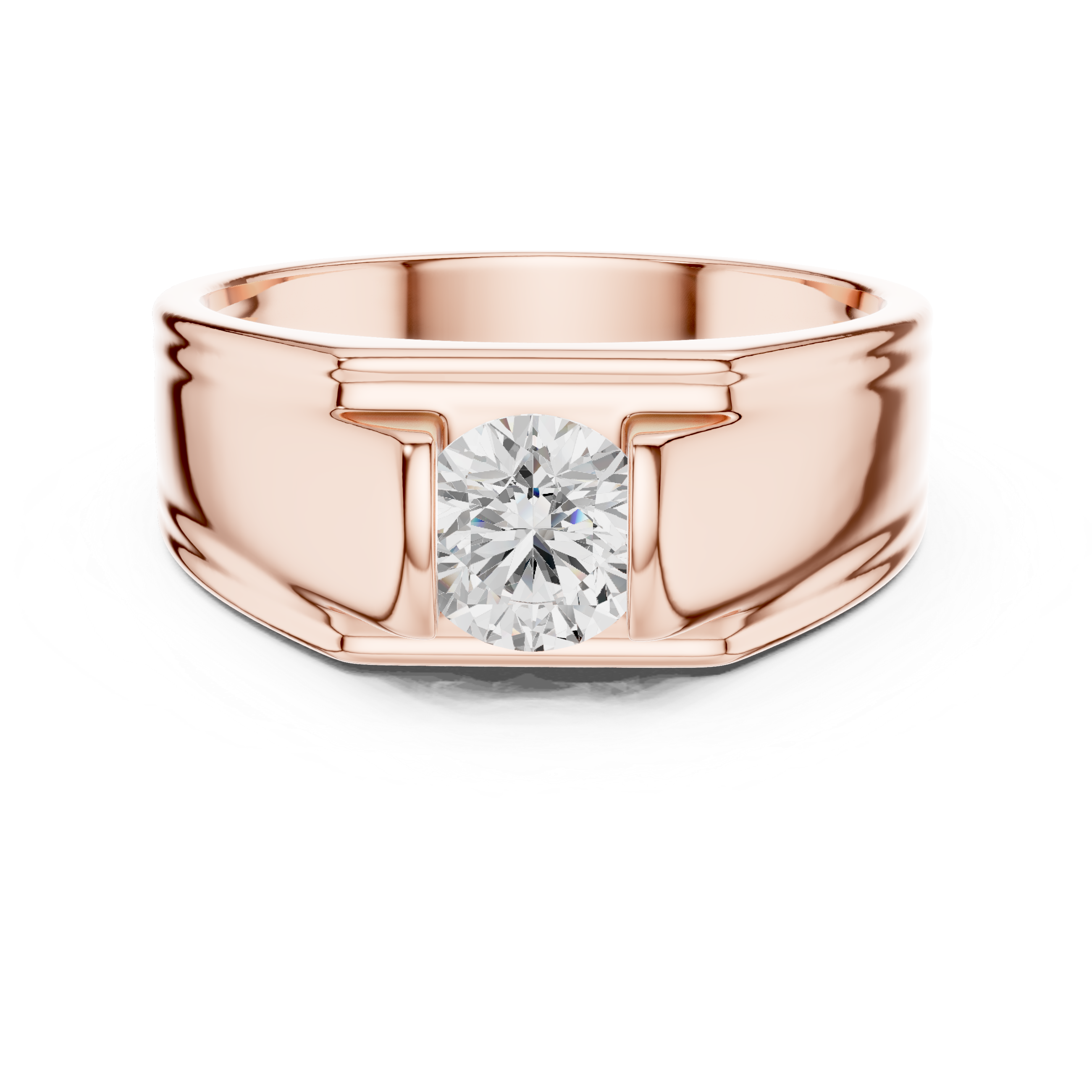 Men’s Channel Set Solitaire Diamond Ring – Classic Wide Band Statement Ring